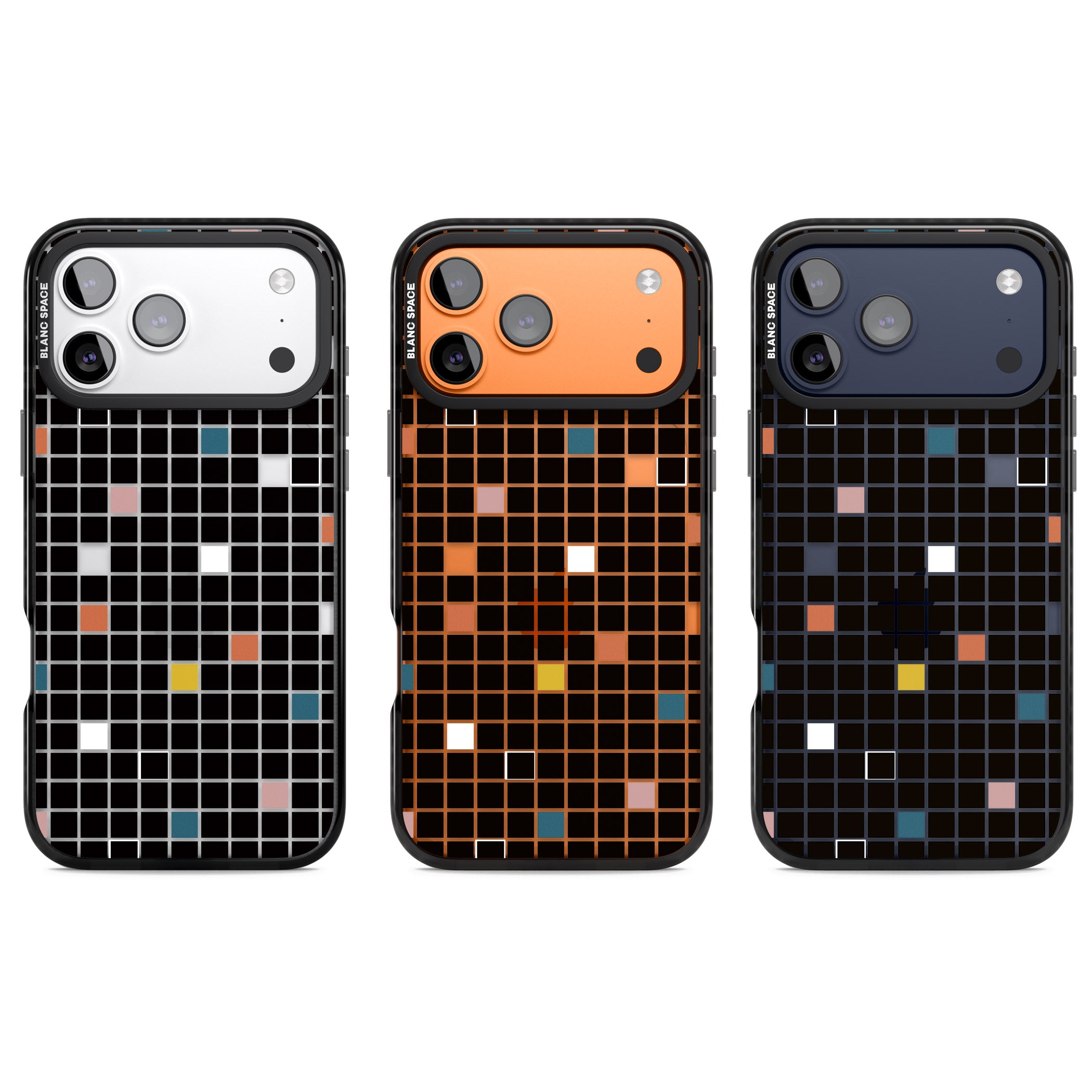 Earthtone Black Geometric Grid iPhone 17 Pro Impact Black Phone Case APT Impact Protection