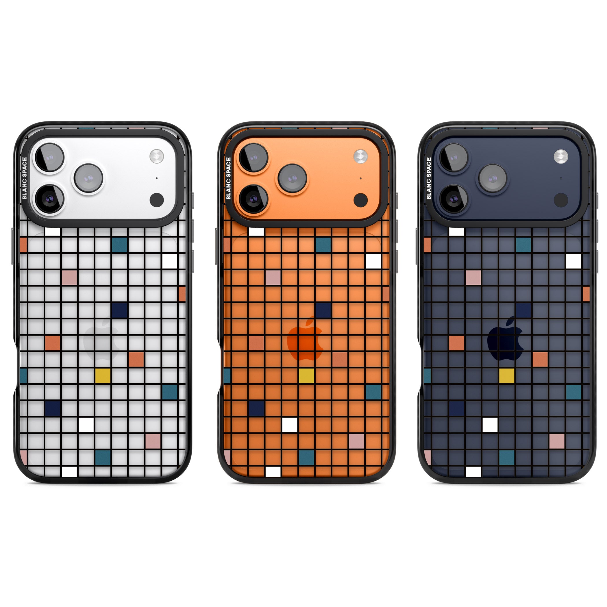 Earthtone Clear Geometric Grid iPhone 17 Pro Impact Black Phone Case APT Impact Protection