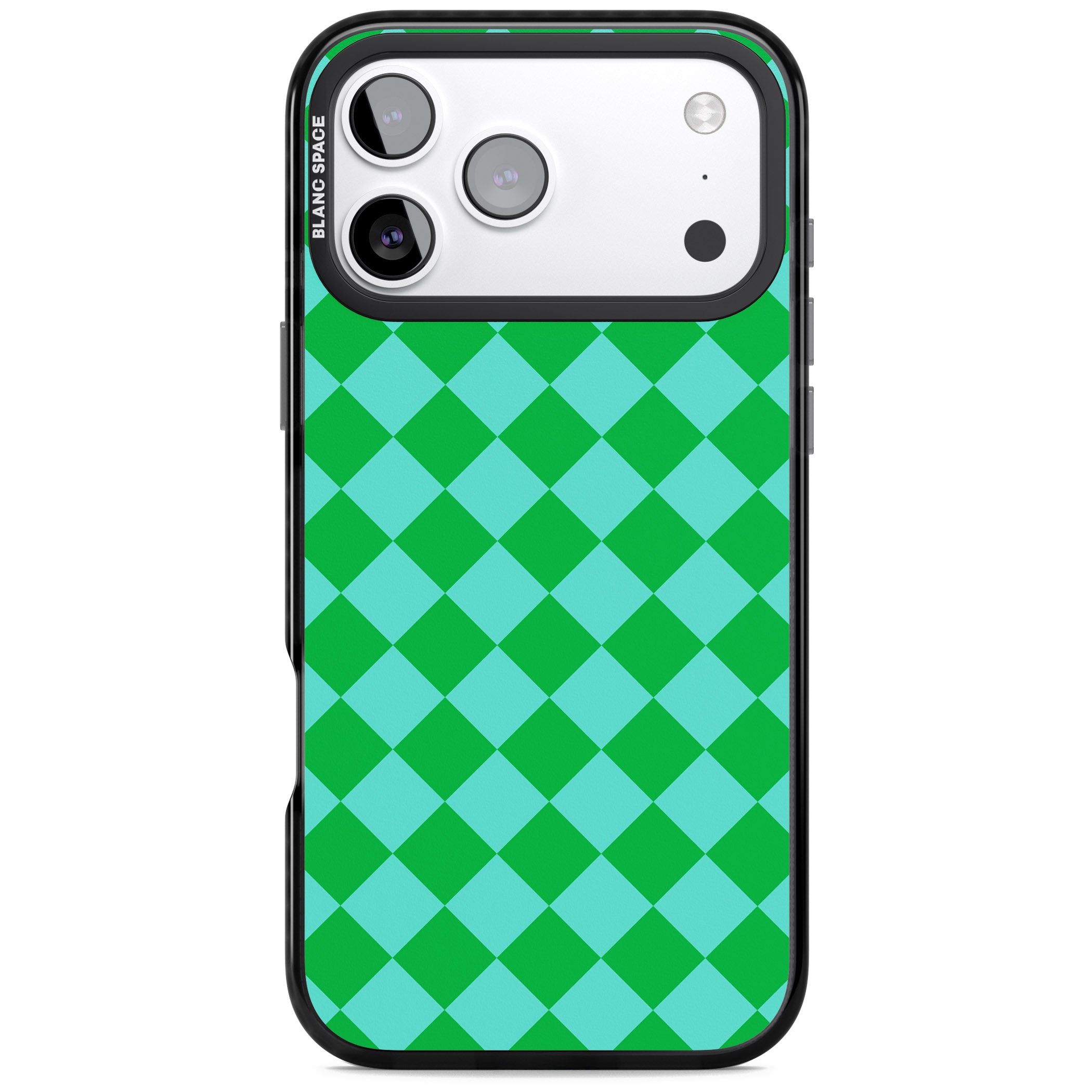 Retro Green Diamond Plaid iPhone 17 Pro Impact Black Phone Case