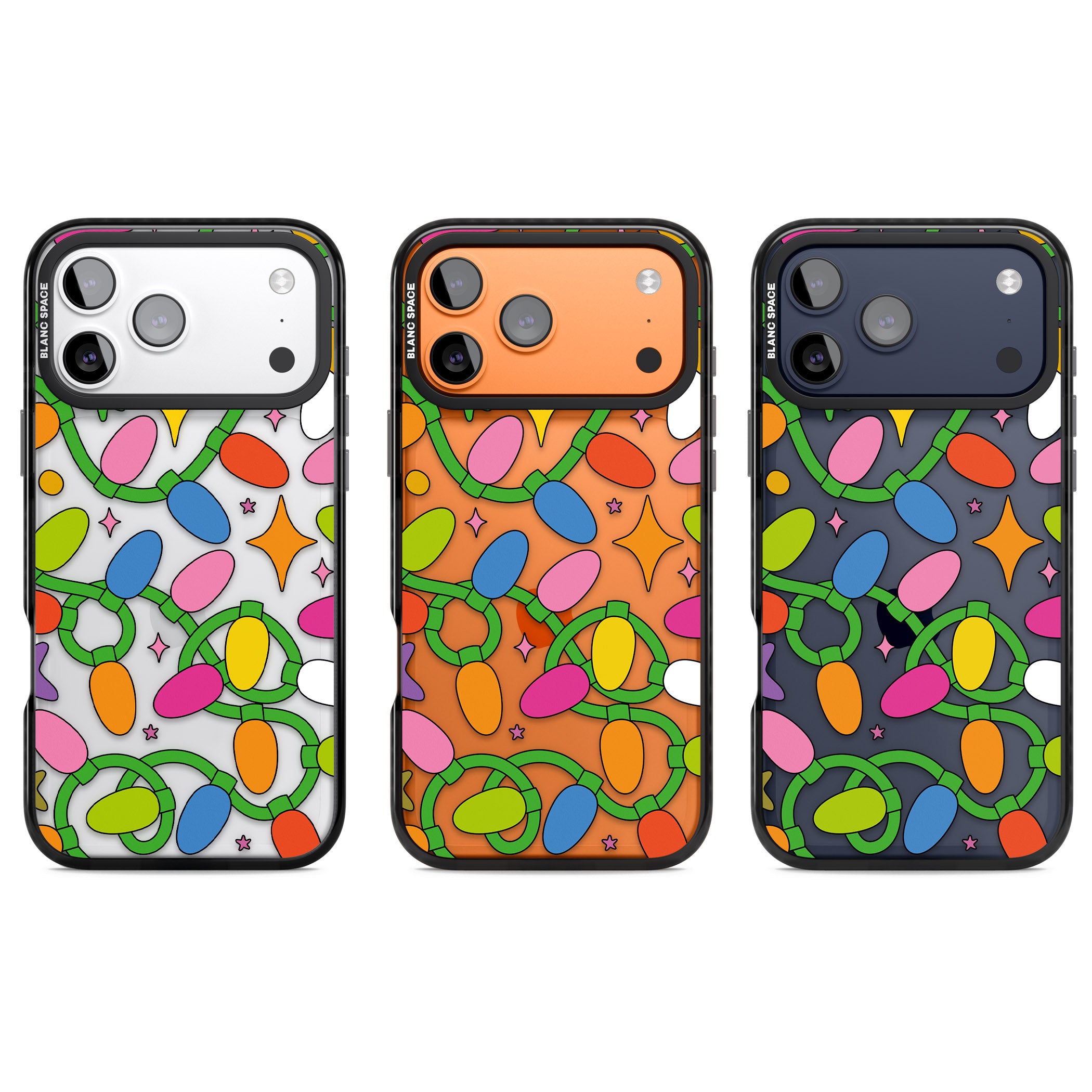 Festive Lights Pattern iPhone 17 Pro Impact Black Phone Case APT Impact Protection