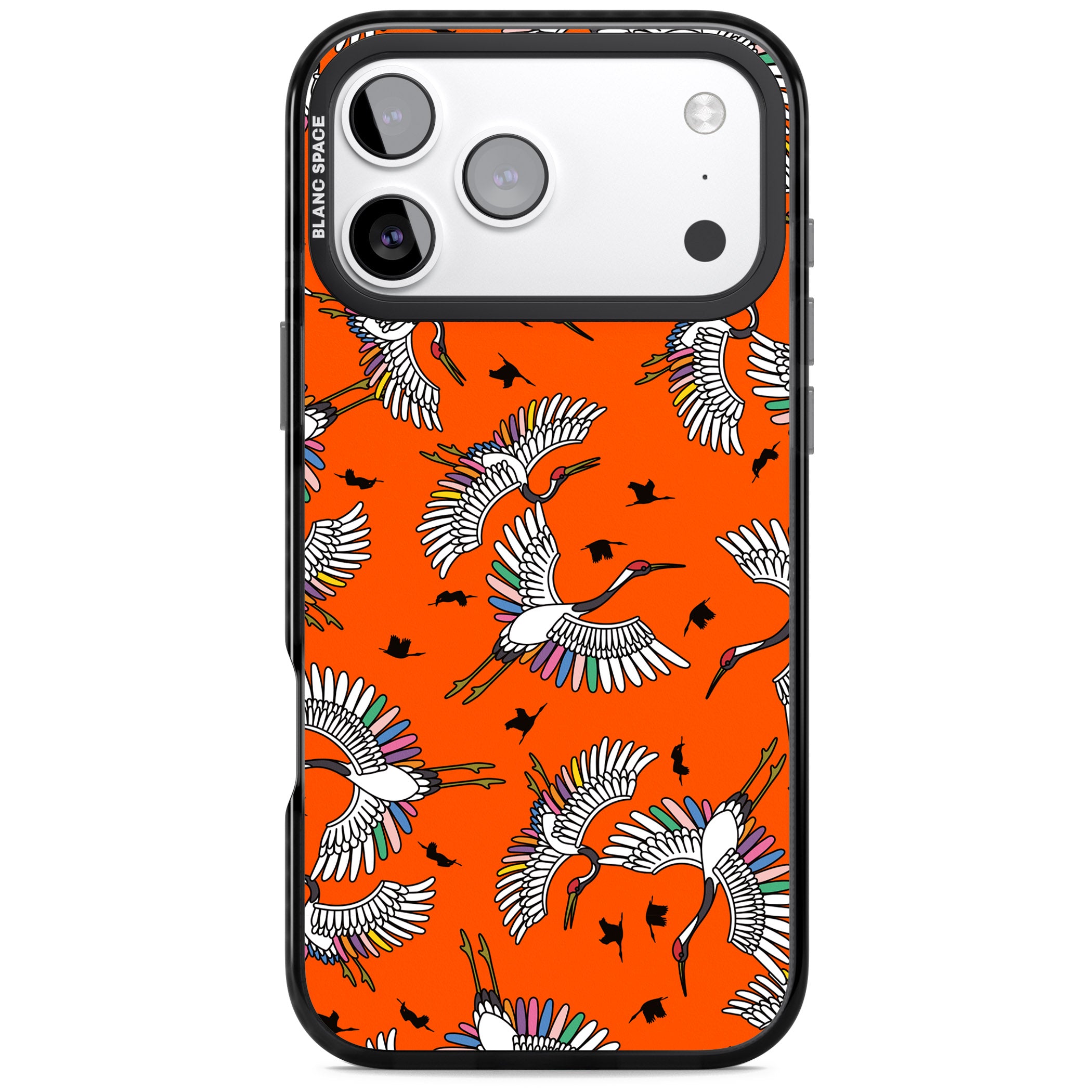 Colourful Crane Pattern (Orange) iPhone 17 Pro Impact Black Phone Case