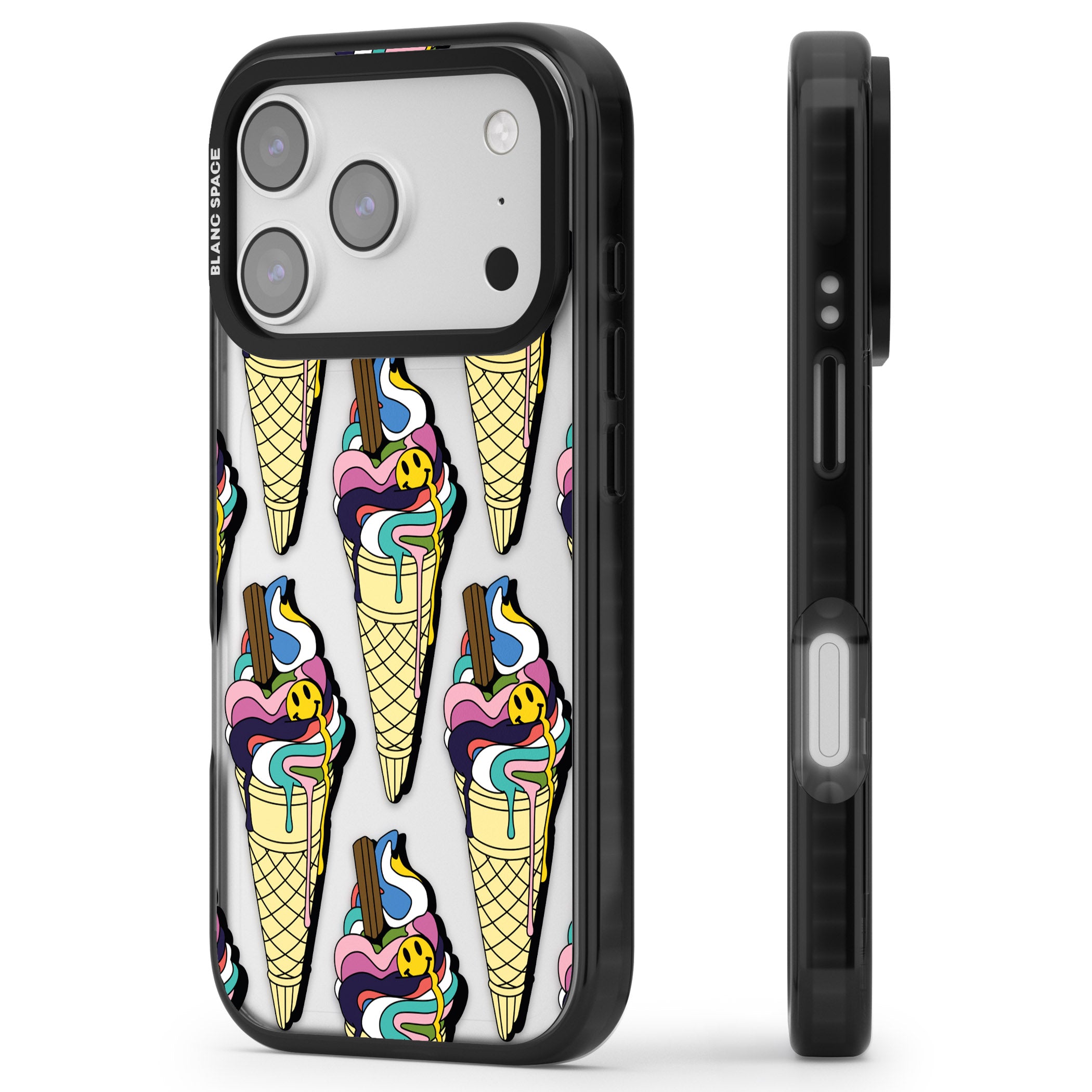 Trip & Drip Ice Cream iPhone 17 Pro Max Impact Black Phone Case Side Profile