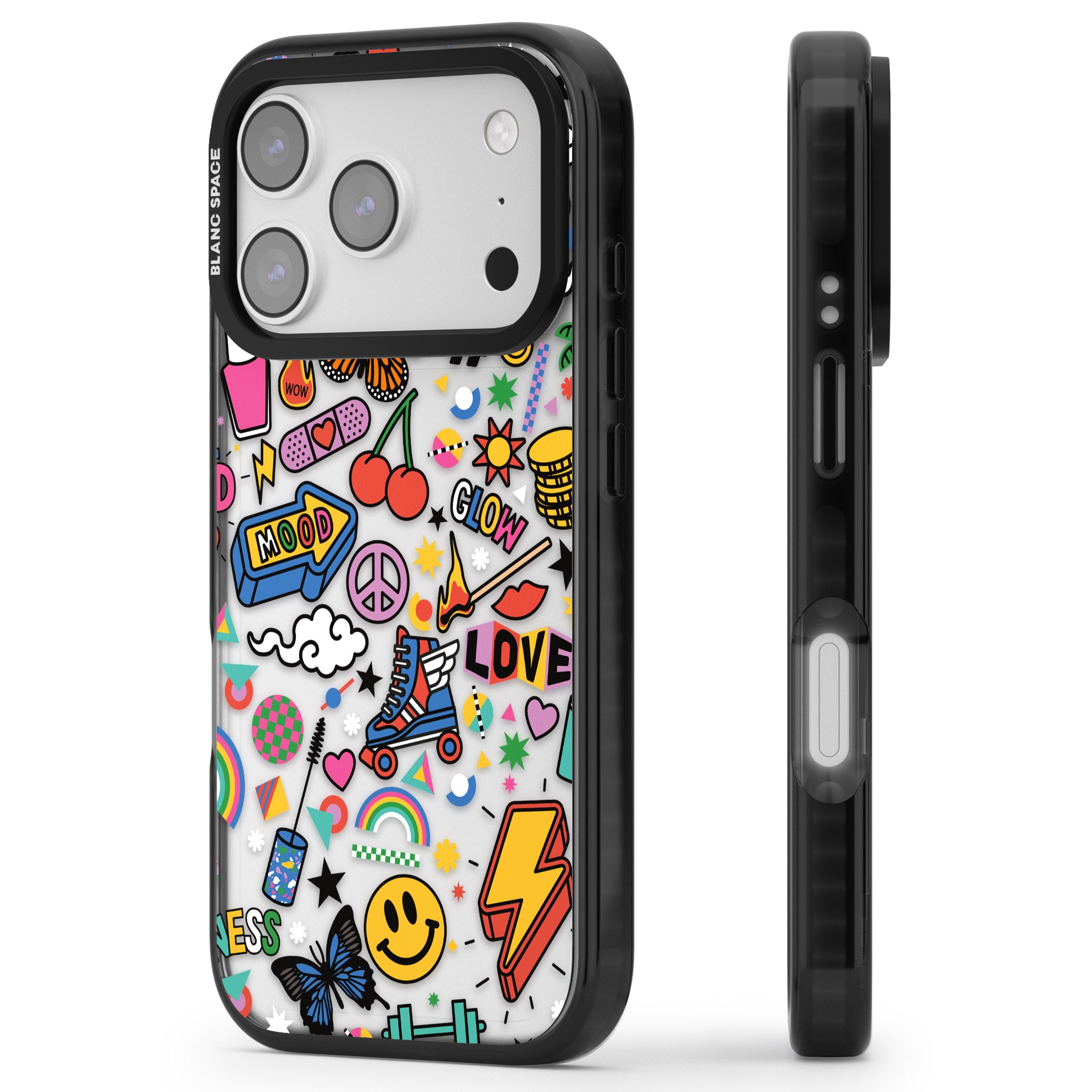 Electric Love iPhone 17 Pro Max Impact Black Phone Case Side Profile
