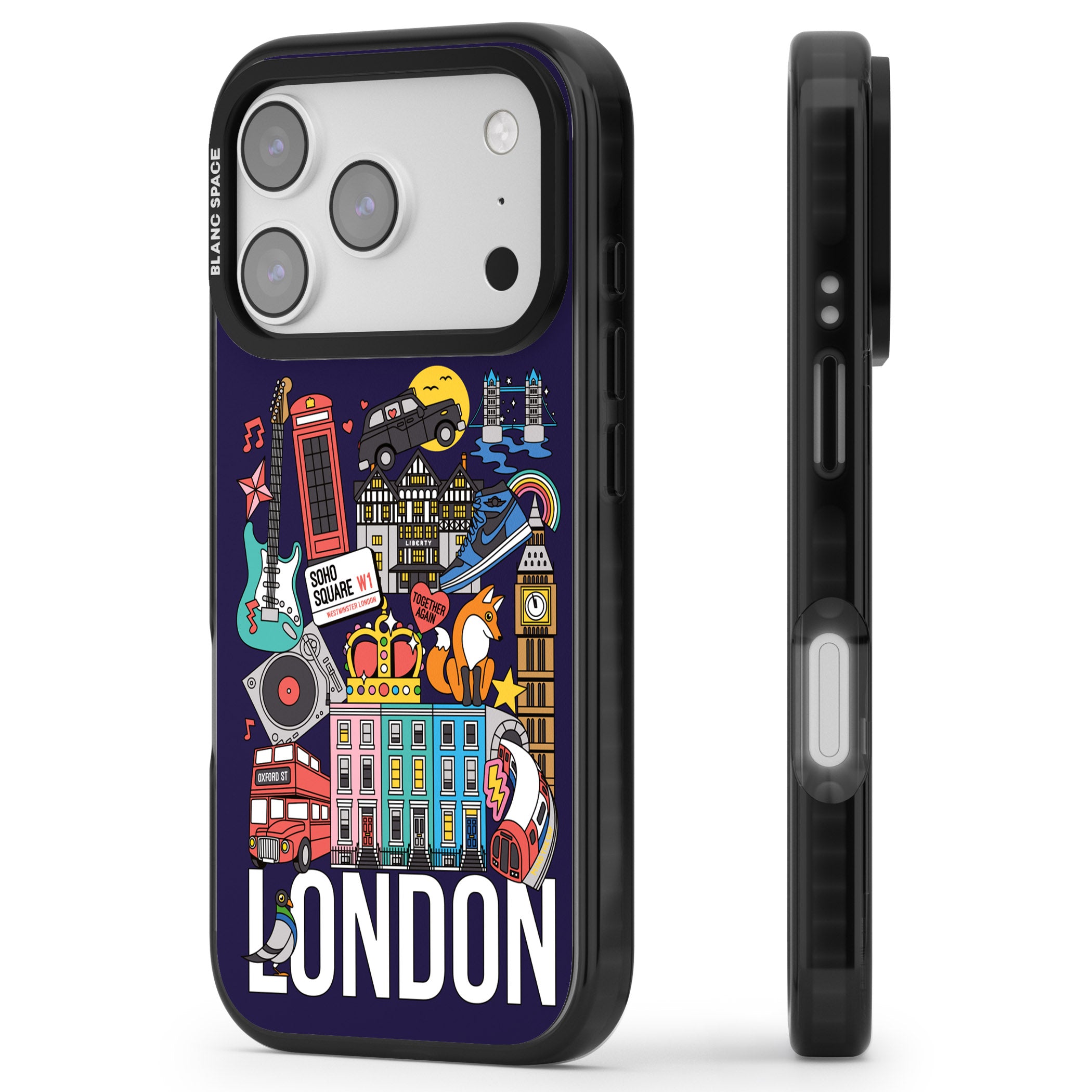 London Calling iPhone 17 Pro Impact Black Phone Case Side Profile