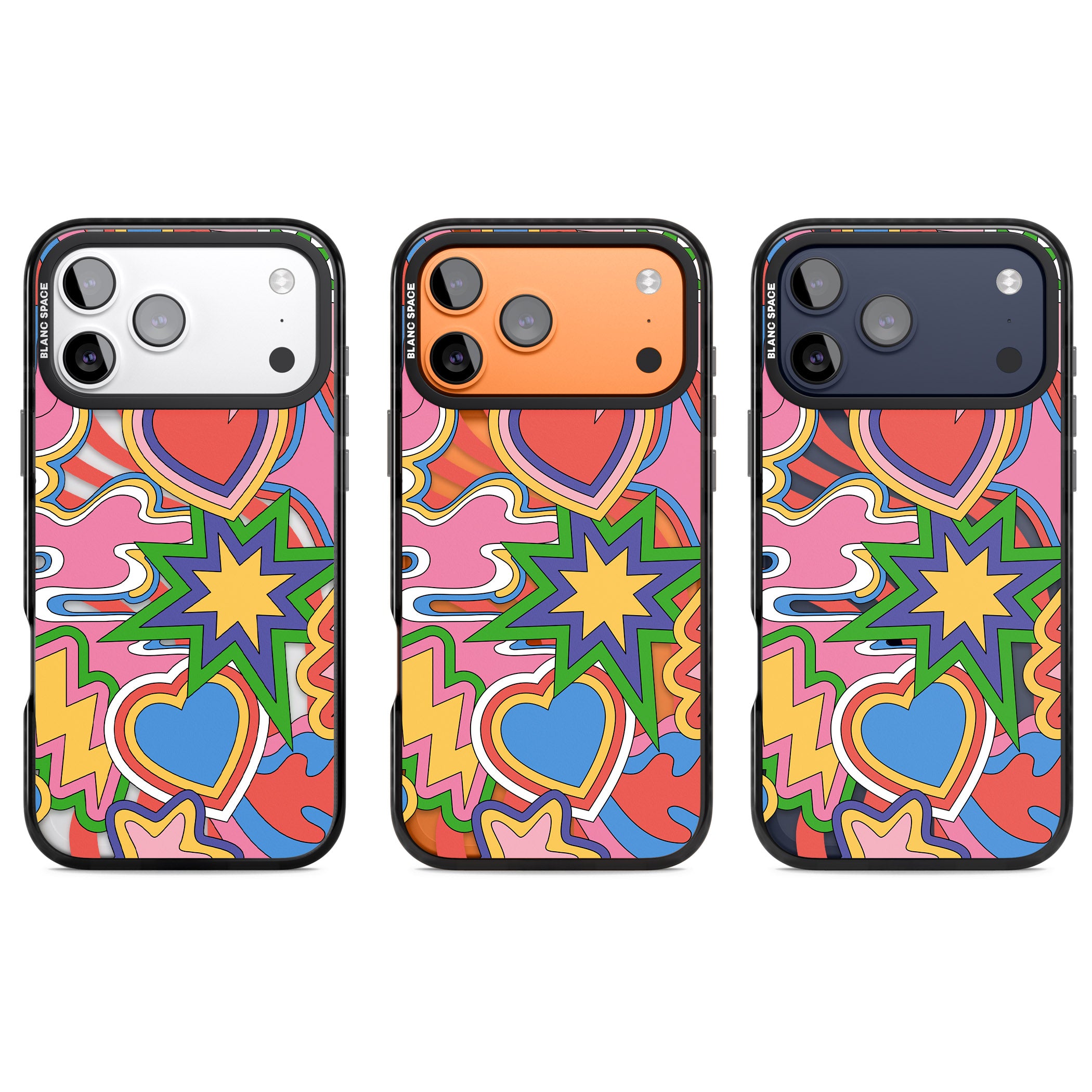 Psychedelic Pop Art Explosion iPhone 17 Pro Impact Black Phone Case APT Impact Protection