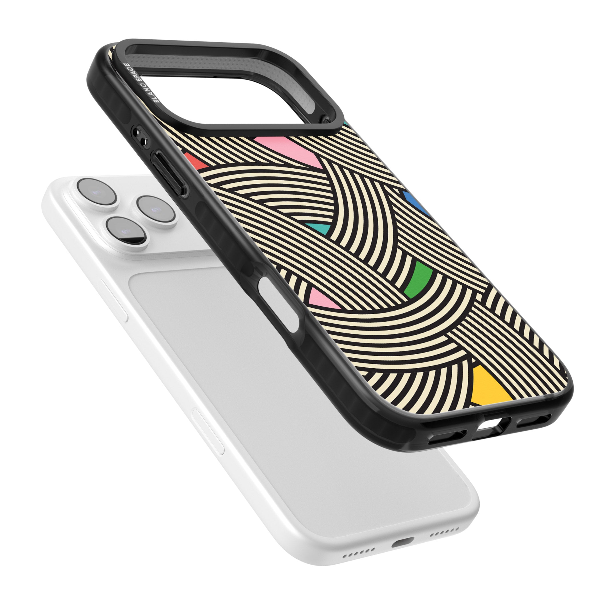 Multicolour Optic Waves iPhone 17 Pro Impact Black Phone Case Colours