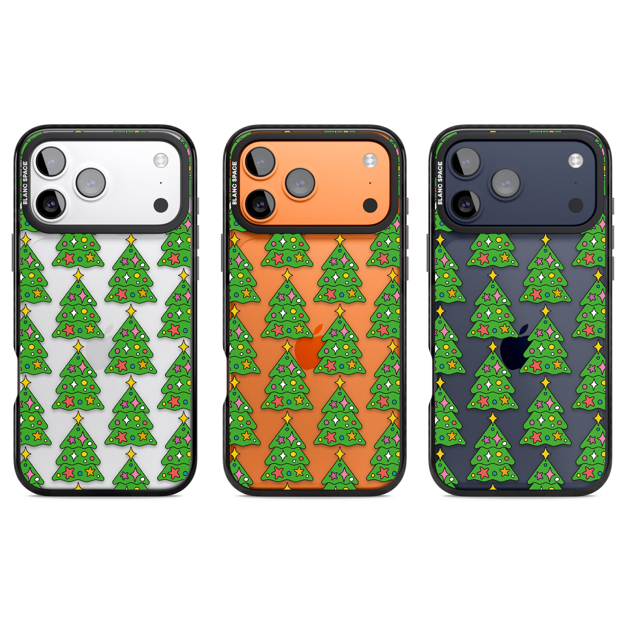 Christmas Tree Pattern (Clear) iPhone 17 Pro Impact Black Phone Case APT Impact Protection
