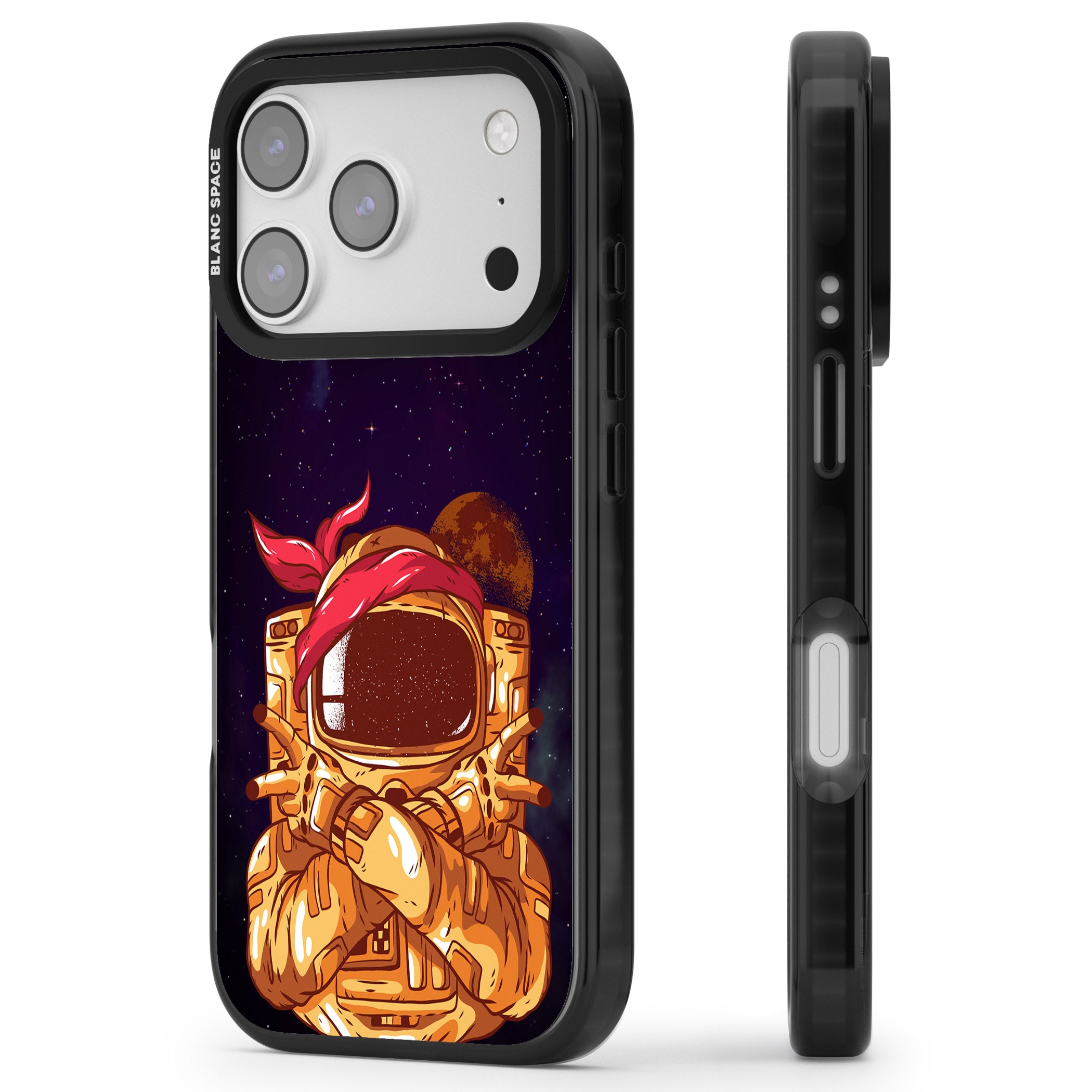 Space Gangster iPhone 17 Pro Max Impact Black Phone Case Side Profile