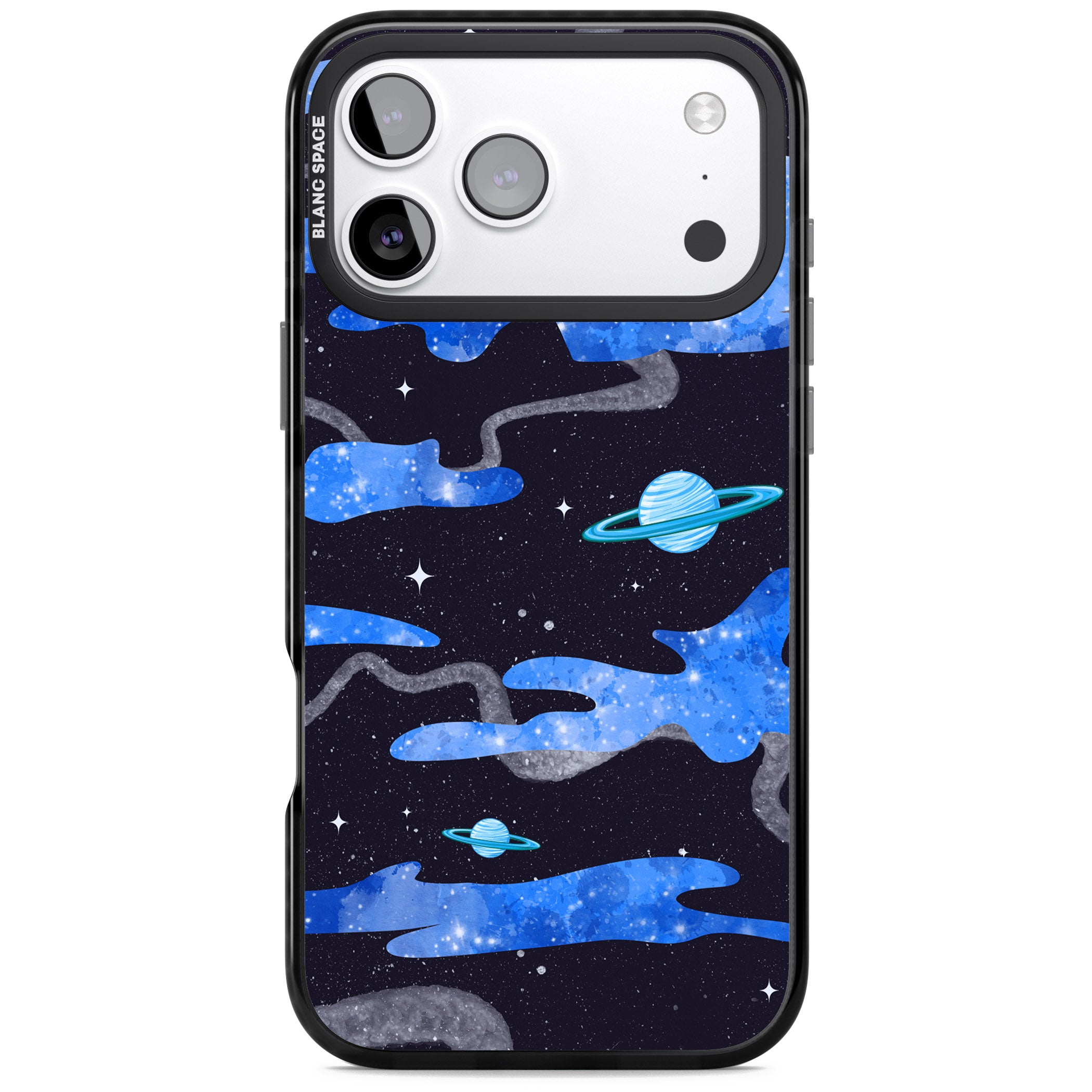 Blue Galaxy iPhone 17 Pro Max Impact Black Phone Case