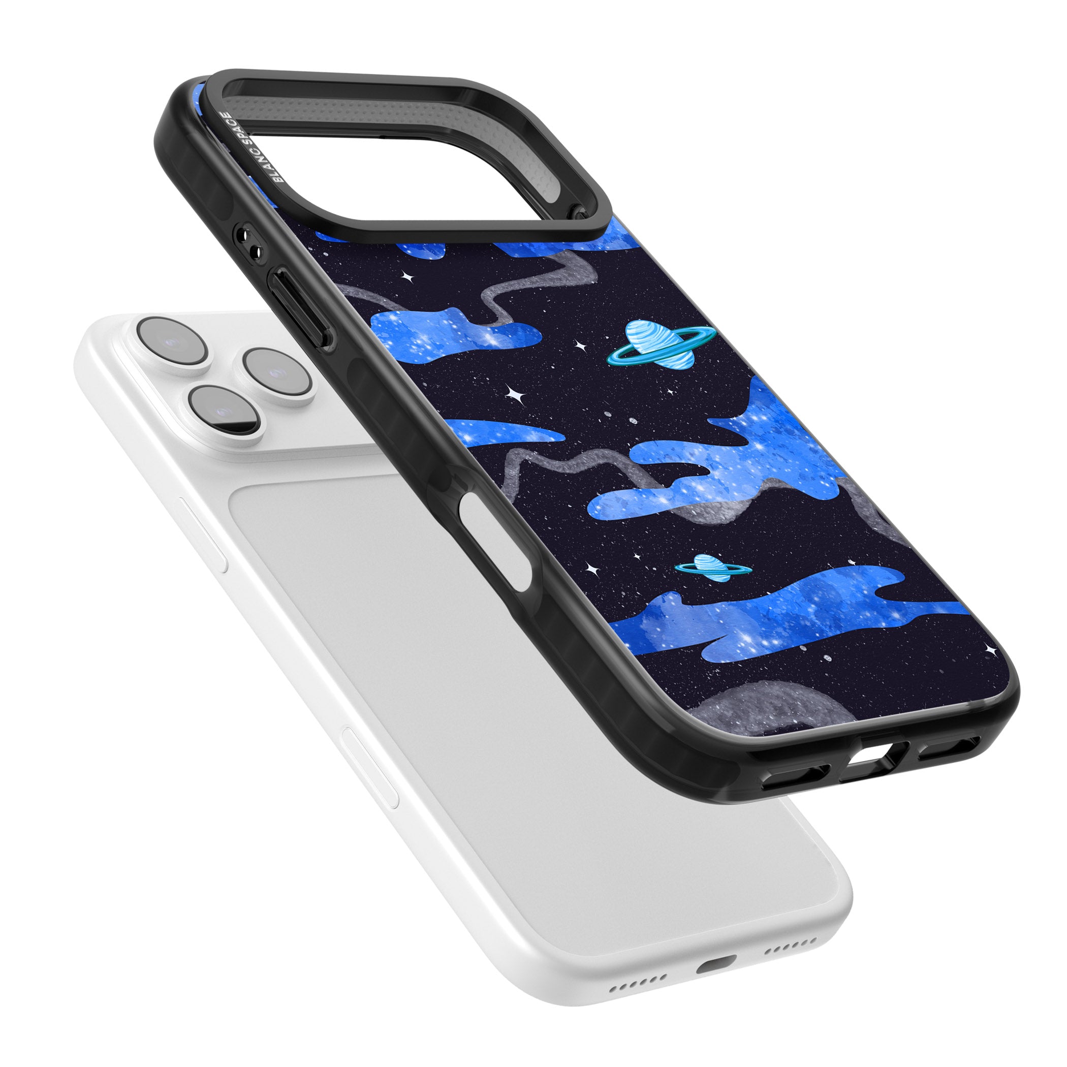 Blue Galaxy iPhone 17 Pro Max Impact Black Phone Case Colours