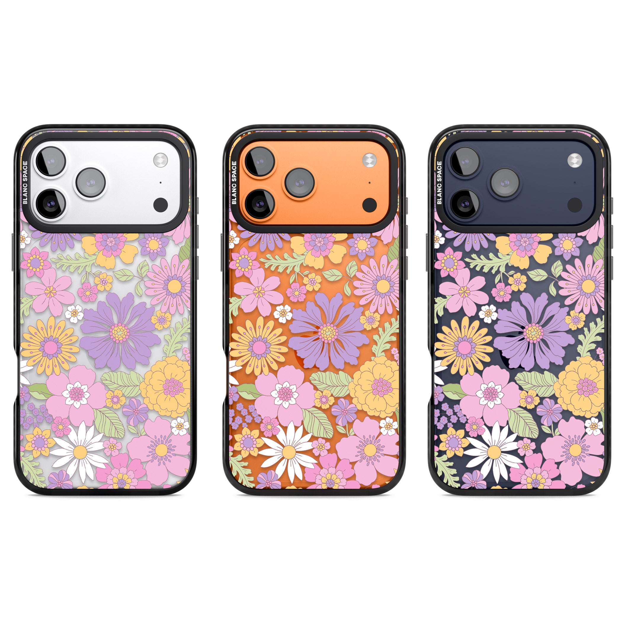 Soft Flower Mix iPhone 17 Pro Impact Black Phone Case APT Impact Protection