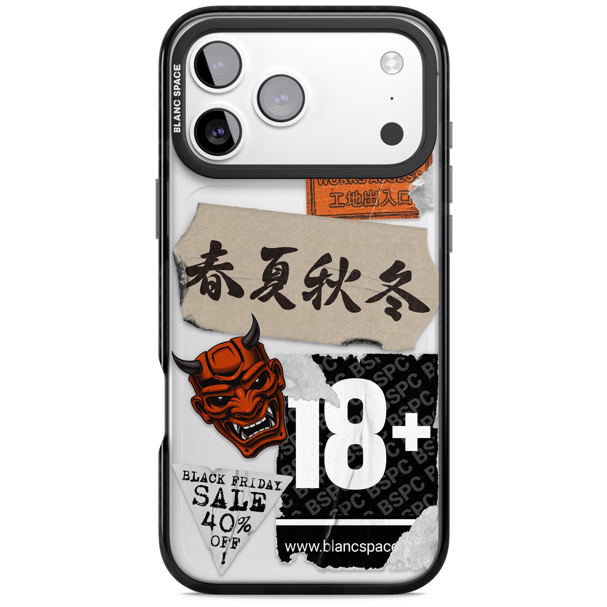 Asian Sticker Mix iPhone 17 Pro Impact Black Phone Case