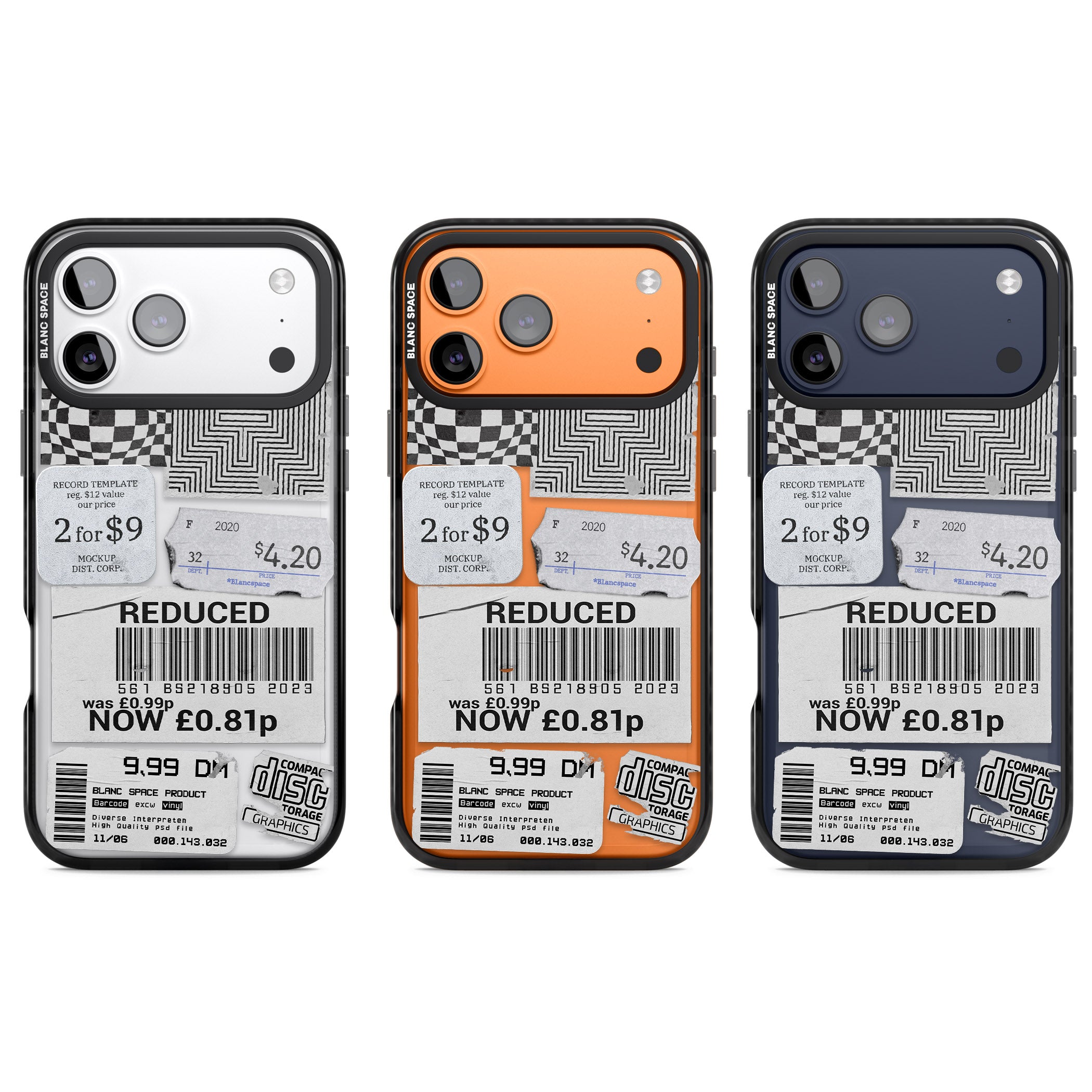 White Sticker Mix iPhone 17 Pro Impact Black Phone Case APT Impact Protection