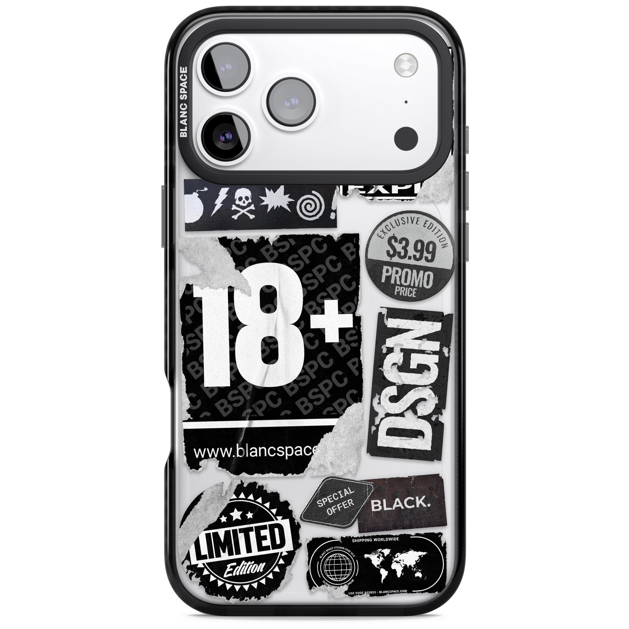 Black Sticker Mix iPhone 17 Pro Impact Black Phone Case