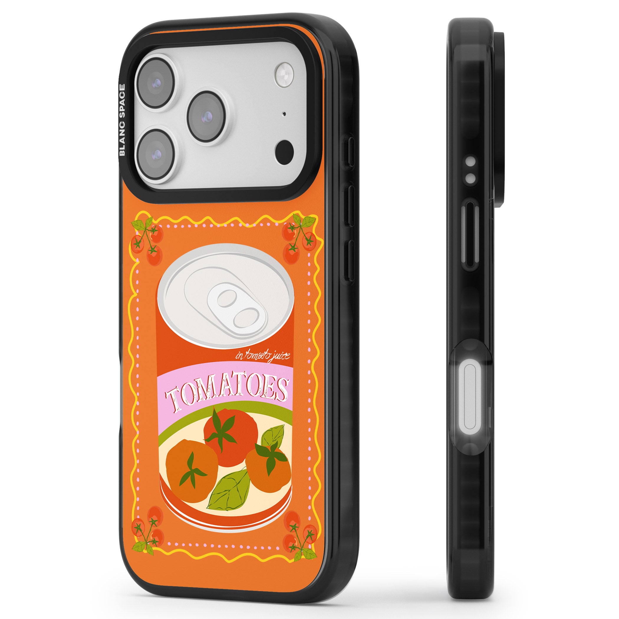 Tomato Soup Can iPhone 17 Pro Max Impact Black Phone Case Side Profile