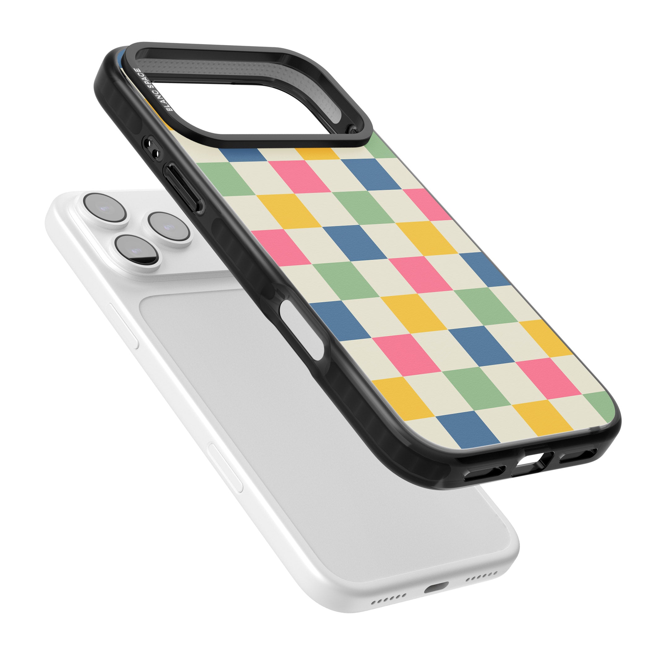 Pastel Multicolor Checkered iPhone 17 Pro Impact Black Phone Case Colours
