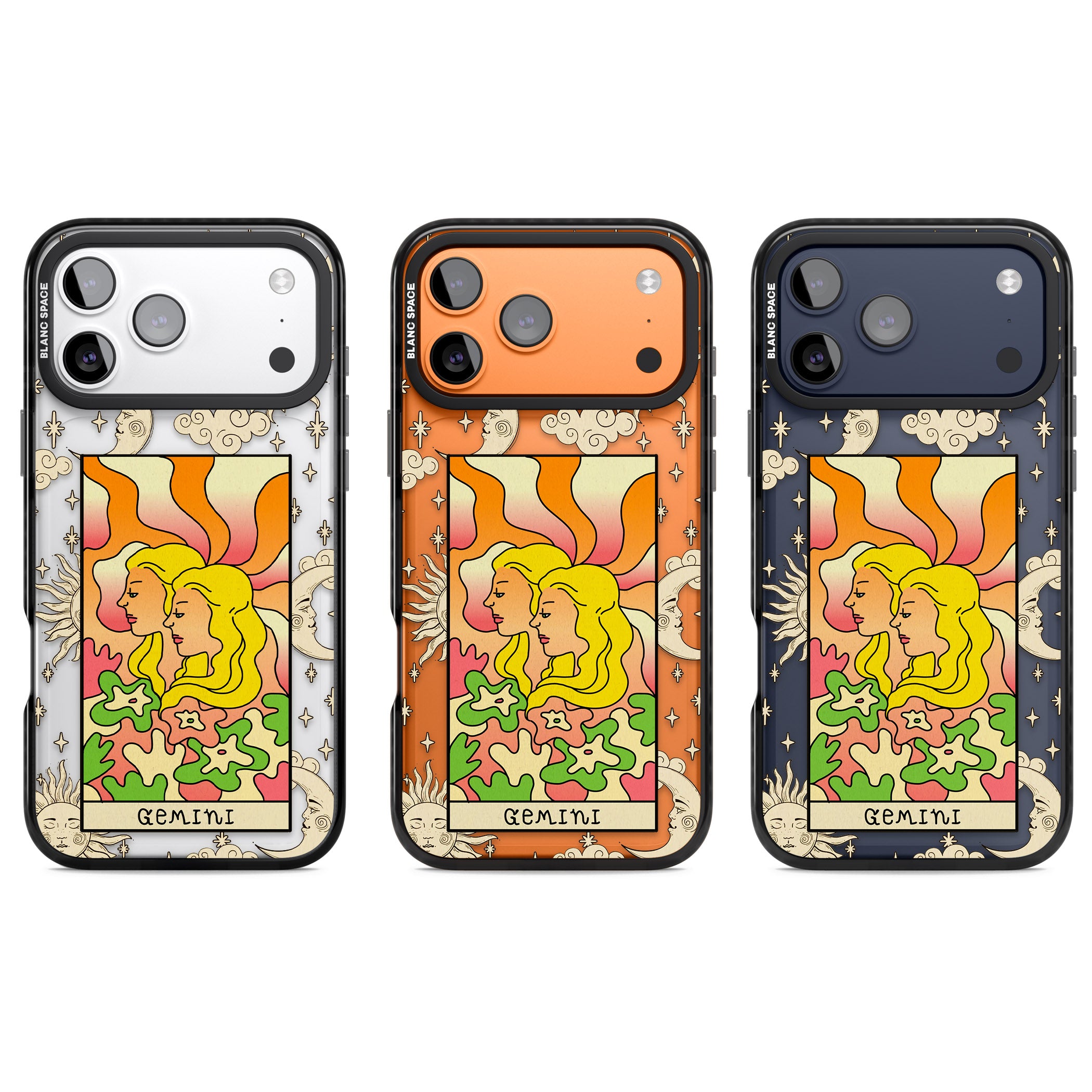 Celestial Zodiac Gemini iPhone 17 Pro Impact Black Phone Case APT Impact Protection