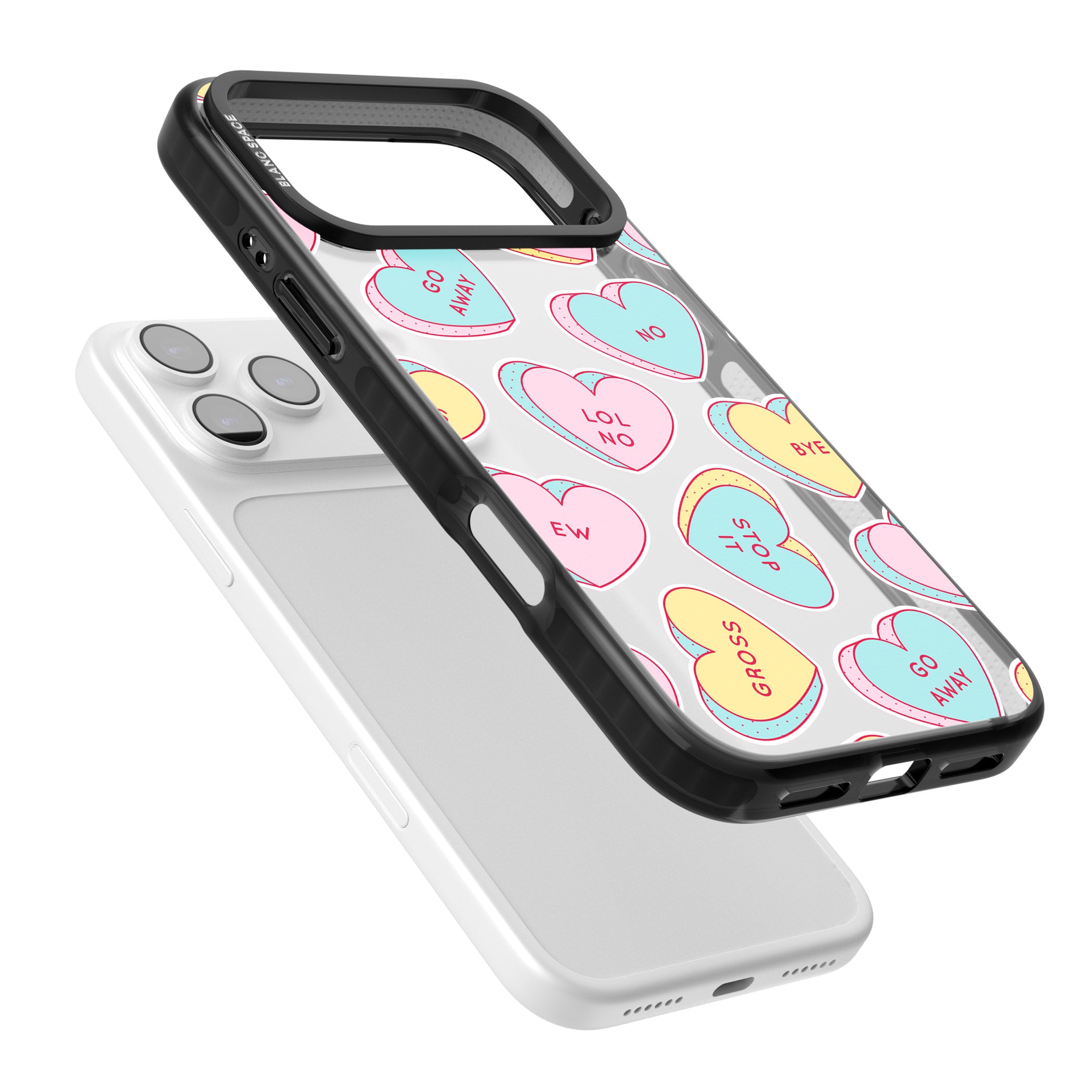 Sarcastic Love Hearts iPhone 17 Pro Impact Black Phone Case Colours