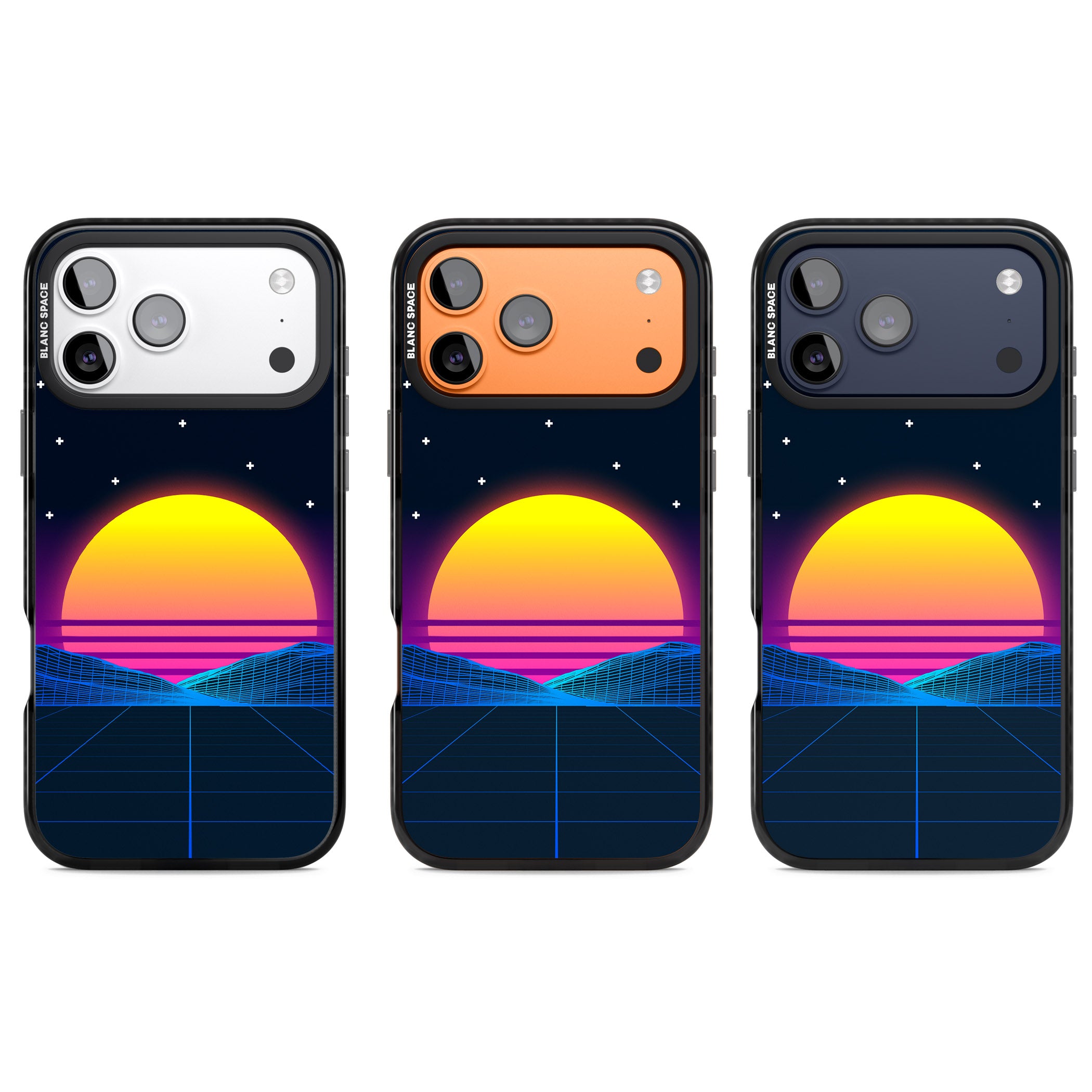 Retro Sunset Vaporwave iPhone 17 Pro Impact Black Phone Case APT Impact Protection