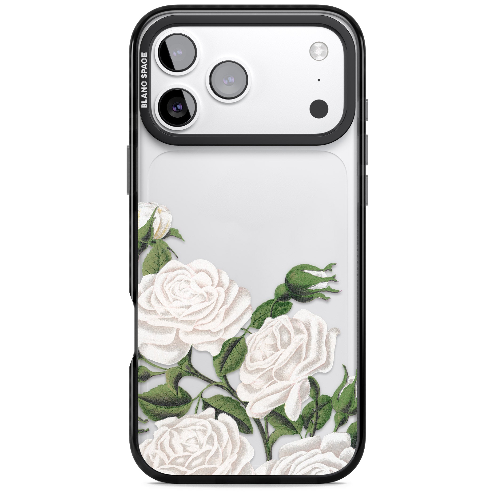 White Vintage Painted Flowers iPhone 17 Pro Impact Black Phone Case