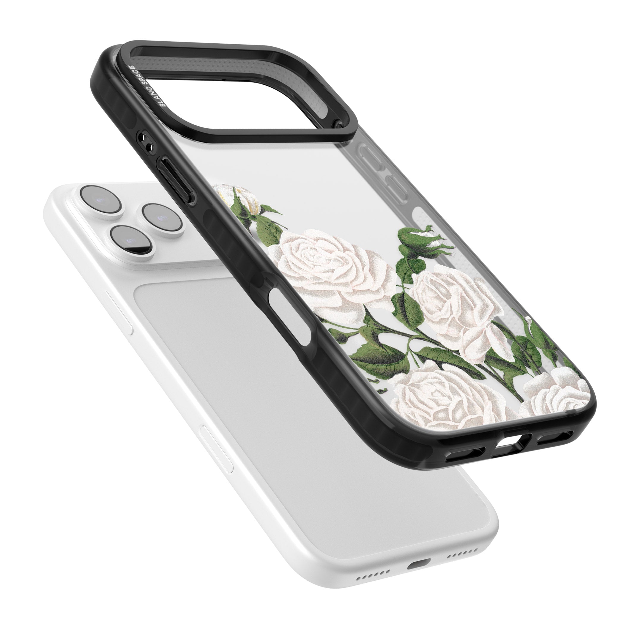 White Vintage Painted Flowers iPhone 17 Pro Impact Black Phone Case Colours