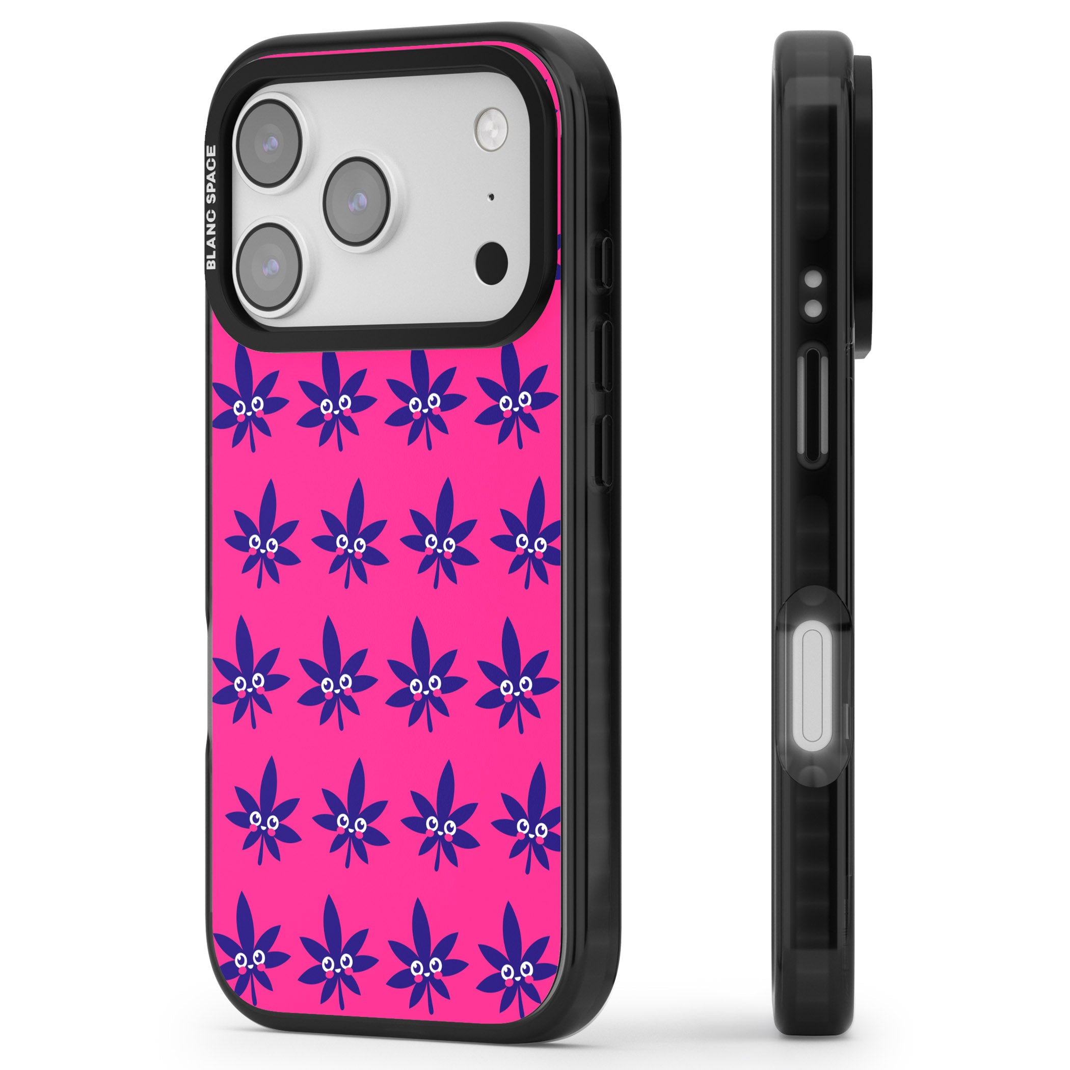 Pink Sativa iPhone 17 Pro Impact Black Phone Case Side Profile