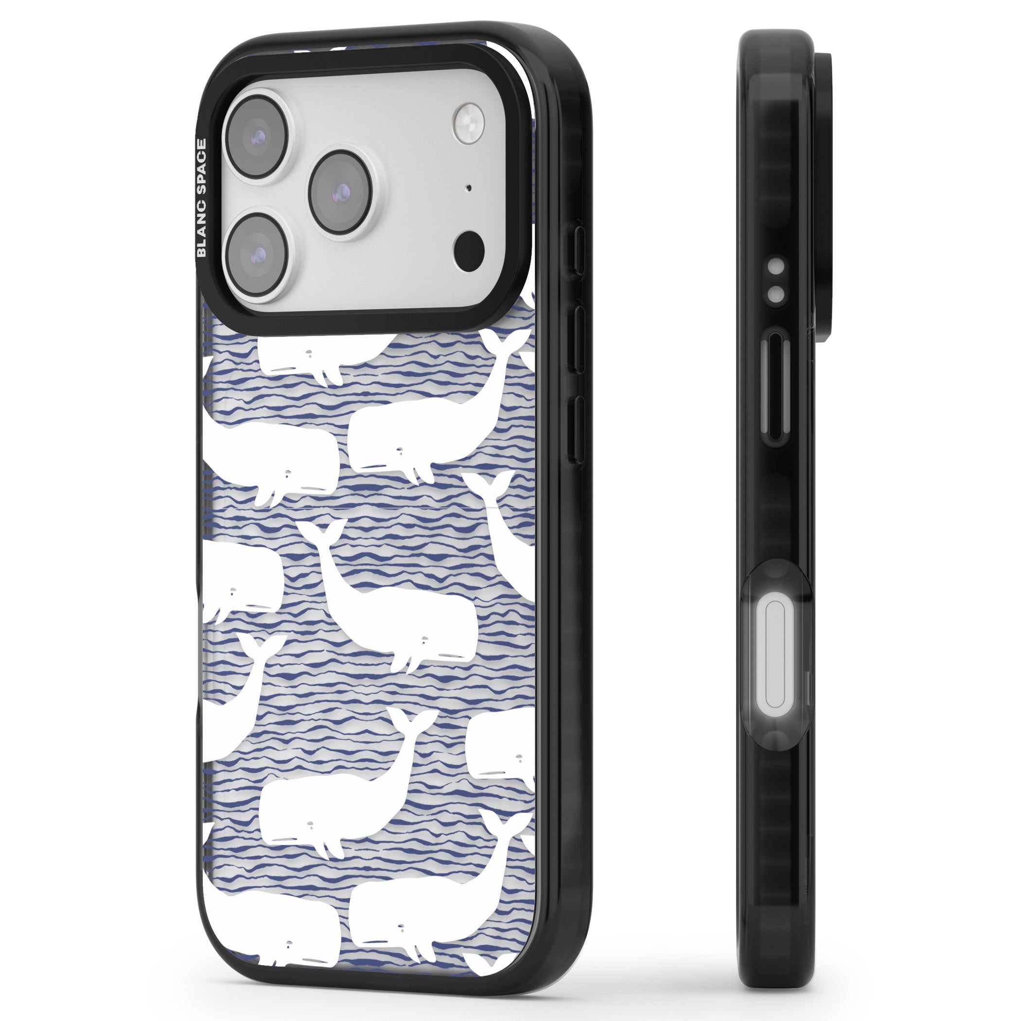 Whale Wave iPhone 17 Pro Max Impact Black Phone Case Side Profile