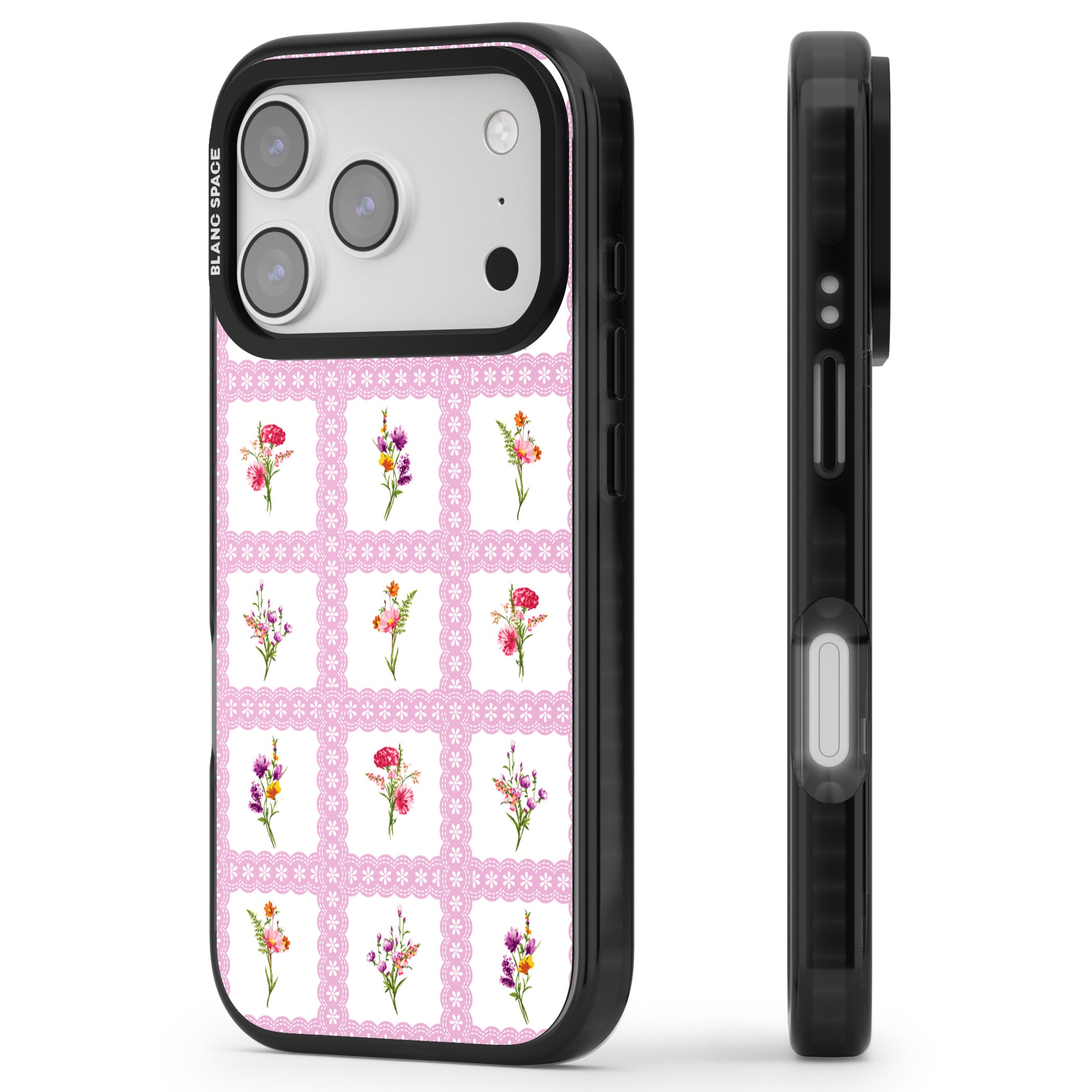 Wildflower Windows iPhone 17 Pro Impact Black Phone Case Side Profile