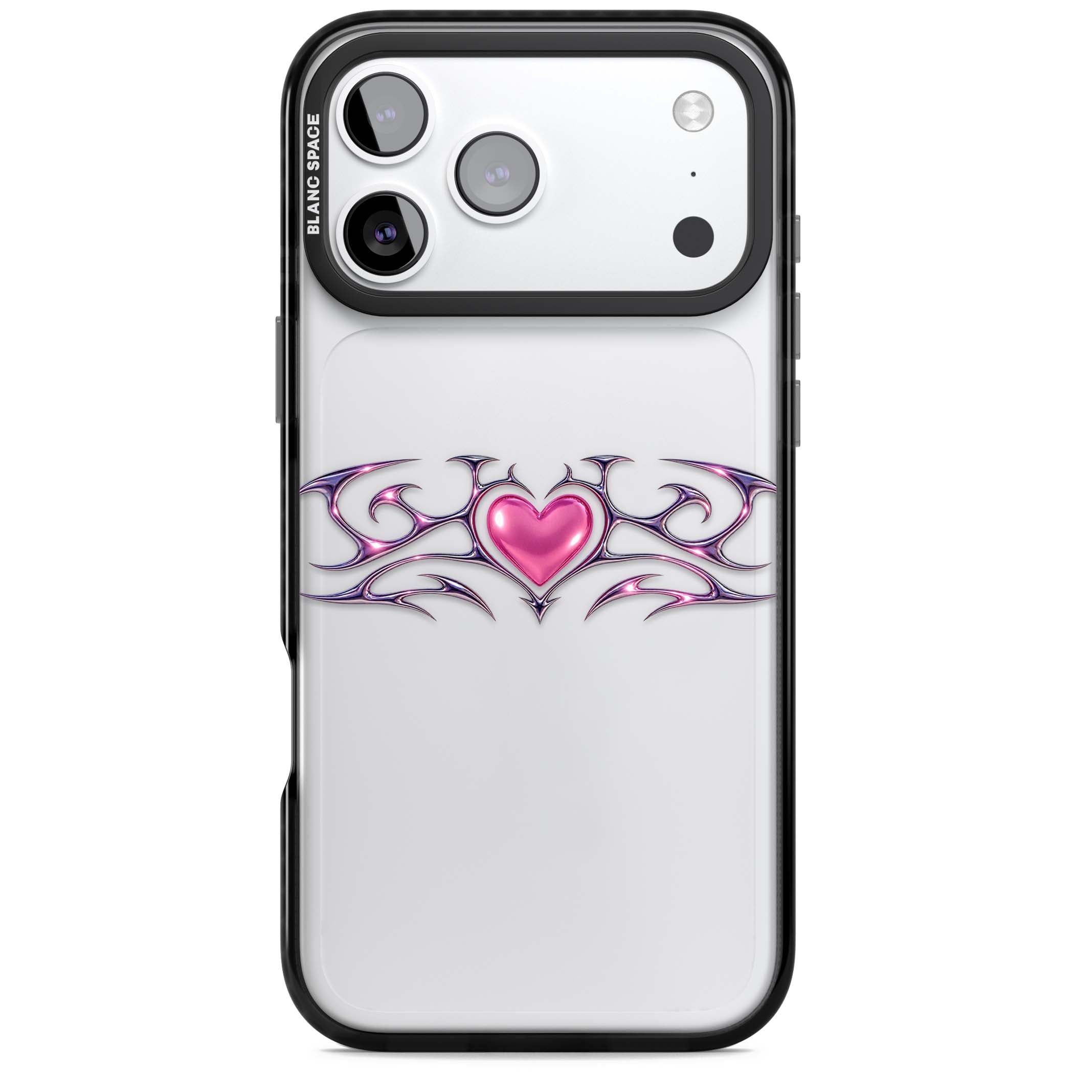 Pink Chrome Heart y2k iPhone case | Clear Impact case for iPhone 17 Pro, iPhone 17 Pro Max