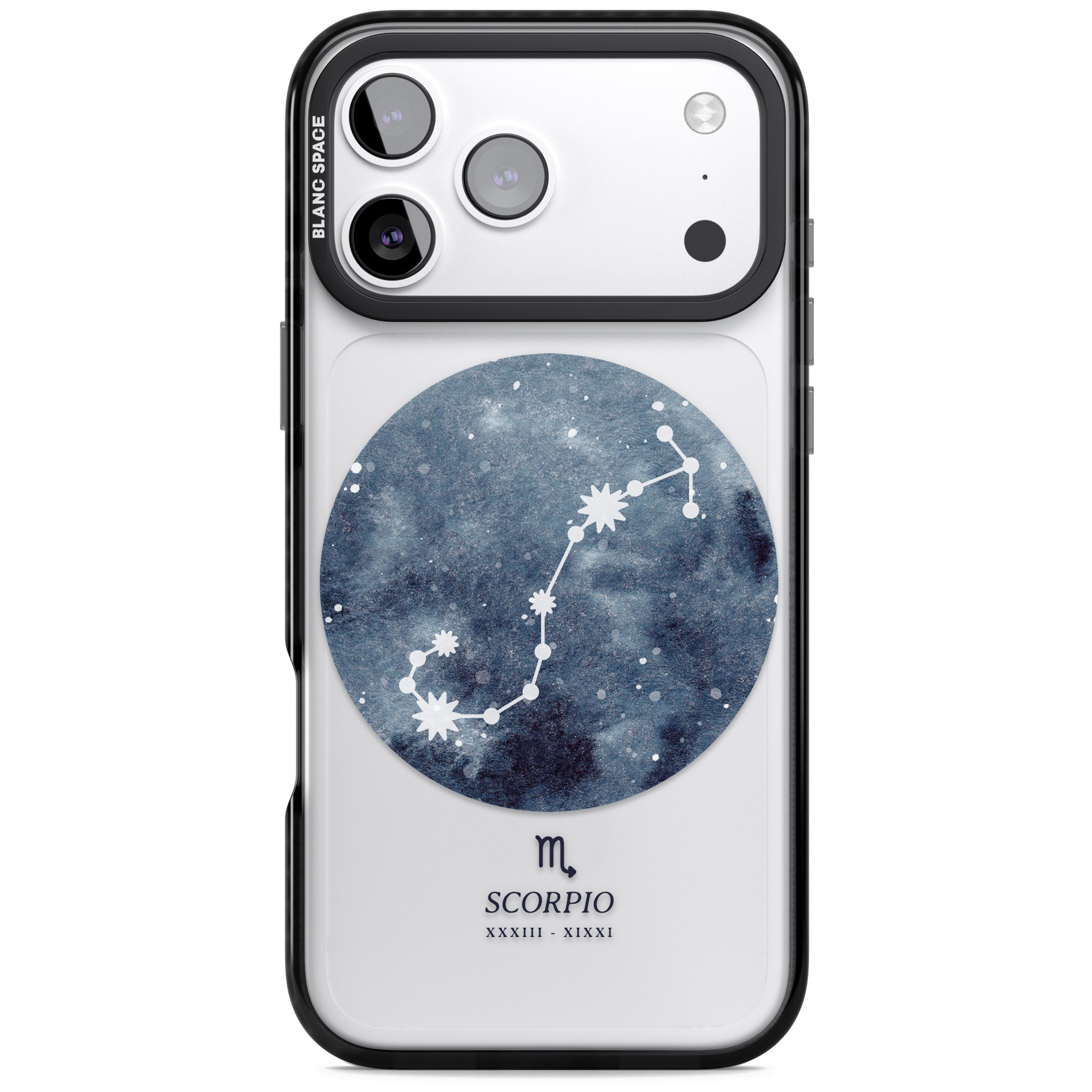 Scorpio Zodiac Blue iPhone 17 Pro Impact Black Phone Case