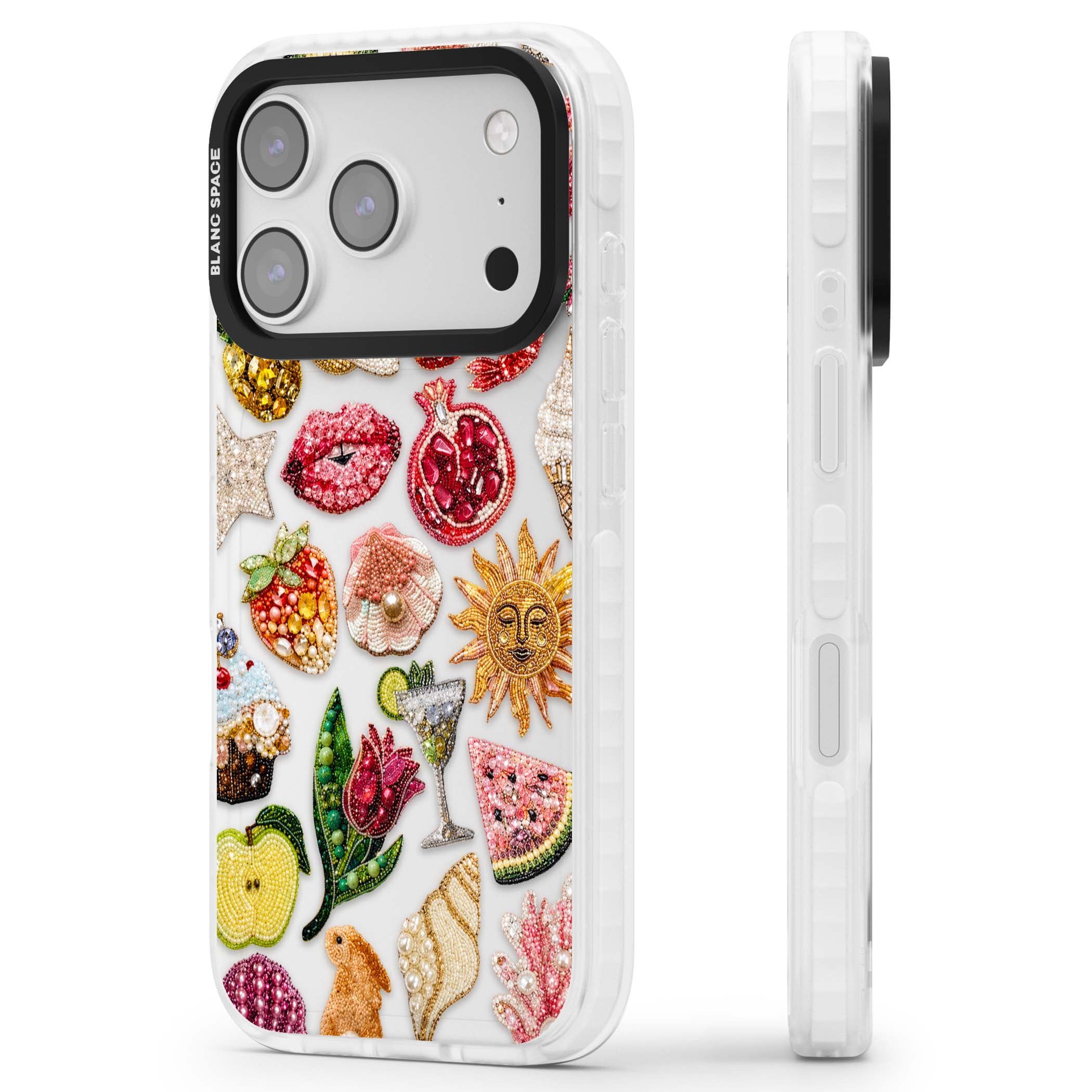 Beaded Riviera coquette iPhone case | Black Impact case for iPhone 17 Pro, iPhone 17 Pro Max