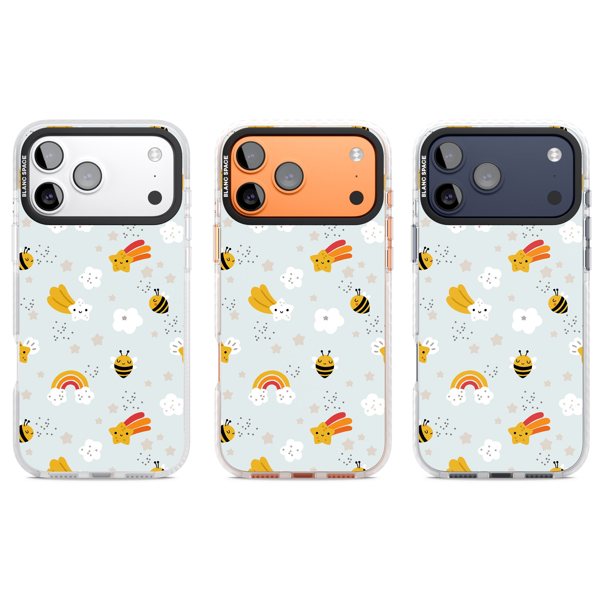 Sweet As Honey Patterns: Bees & Rainbows iPhone 17 Pro Impact Clear Phone Case APT Impact Protection