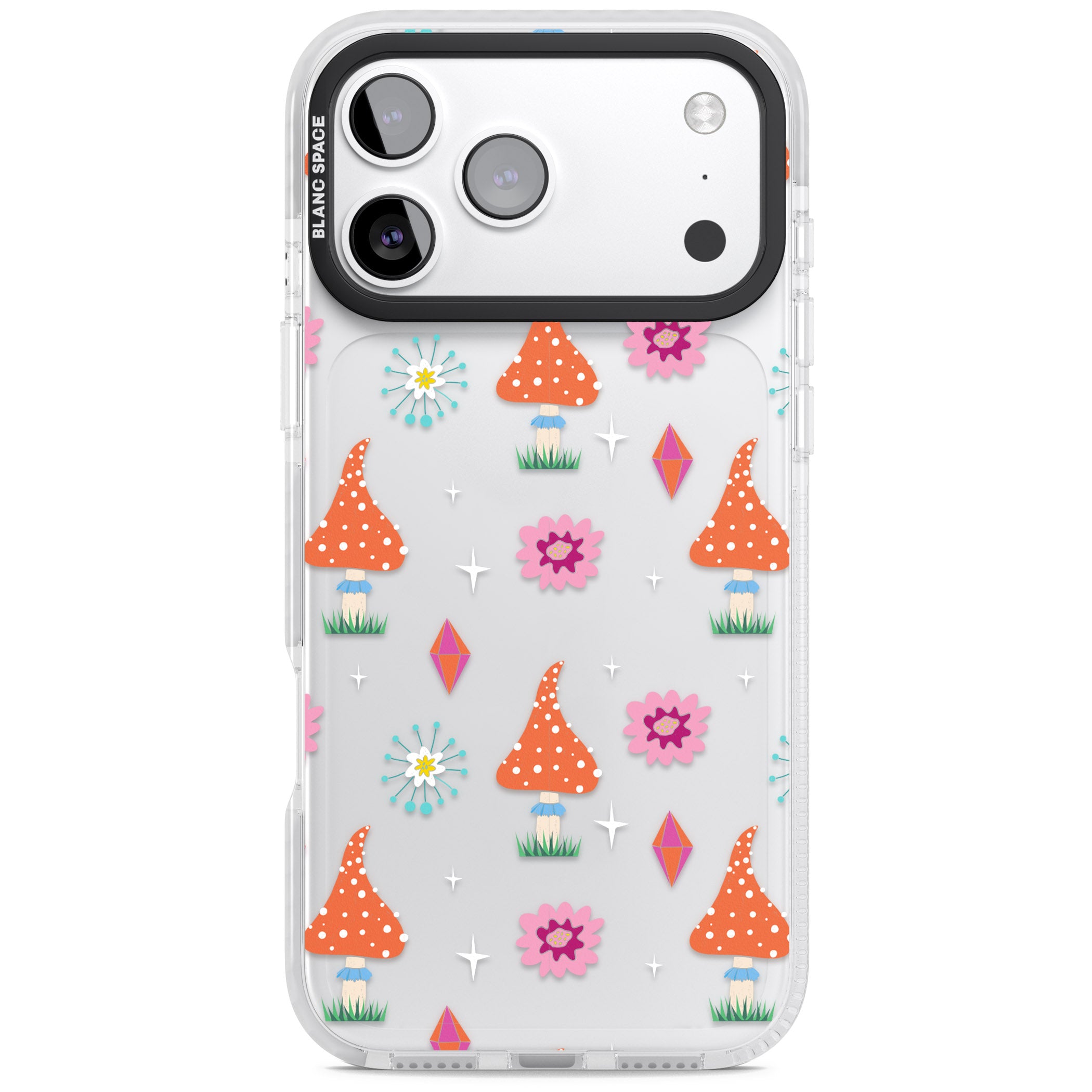Boho Celestial Mushroom Crystal iPhone 17 Pro Max Impact Clear Phone Case
