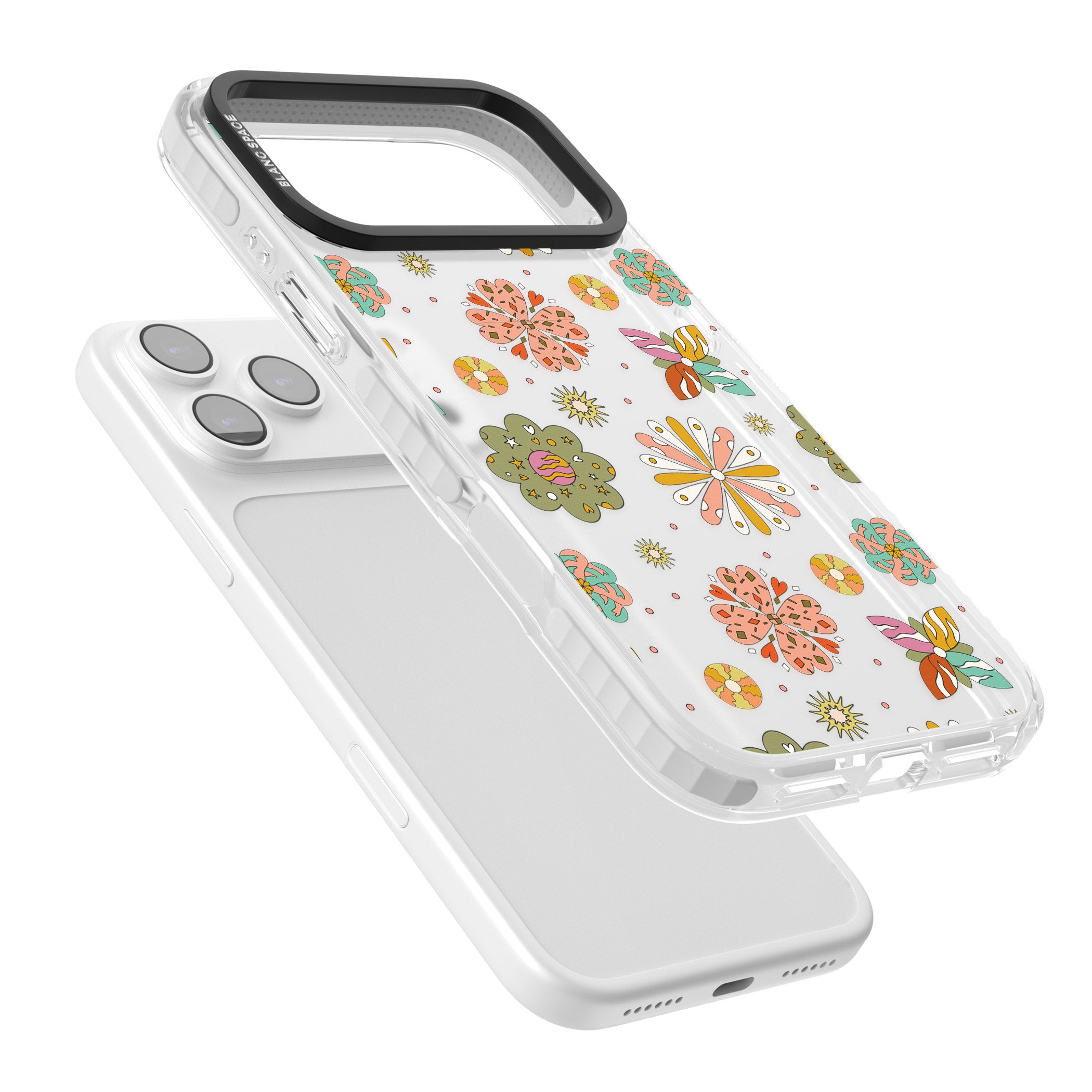 Boho Celestial Psychedelic Floral iPhone 17 Pro Max Impact Clear Phone Case Colours