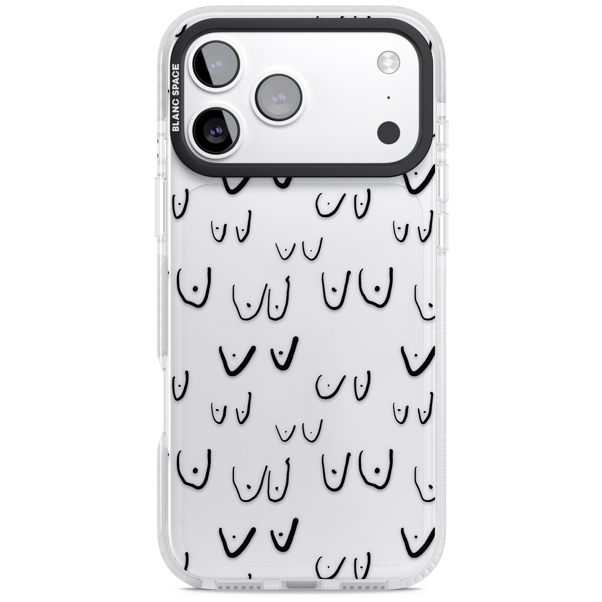 Boob Pattern (Black) iPhone 17 Pro Impact Clear Phone Case