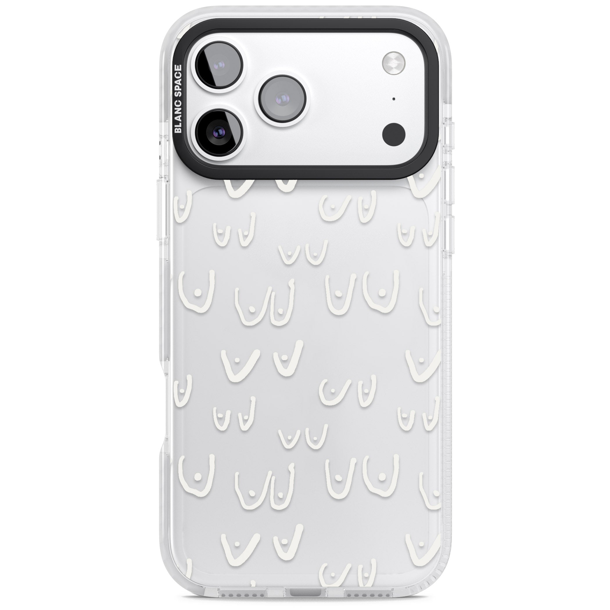 Boob Pattern (White) iPhone 17 Pro Impact Clear Phone Case