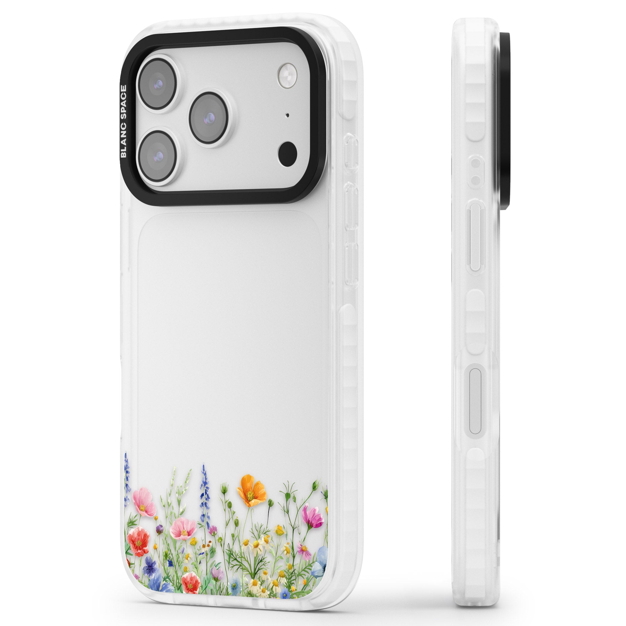 Minimal Wildflowers iPhone 17 Pro Max Impact Clear Phone Case Side Profile