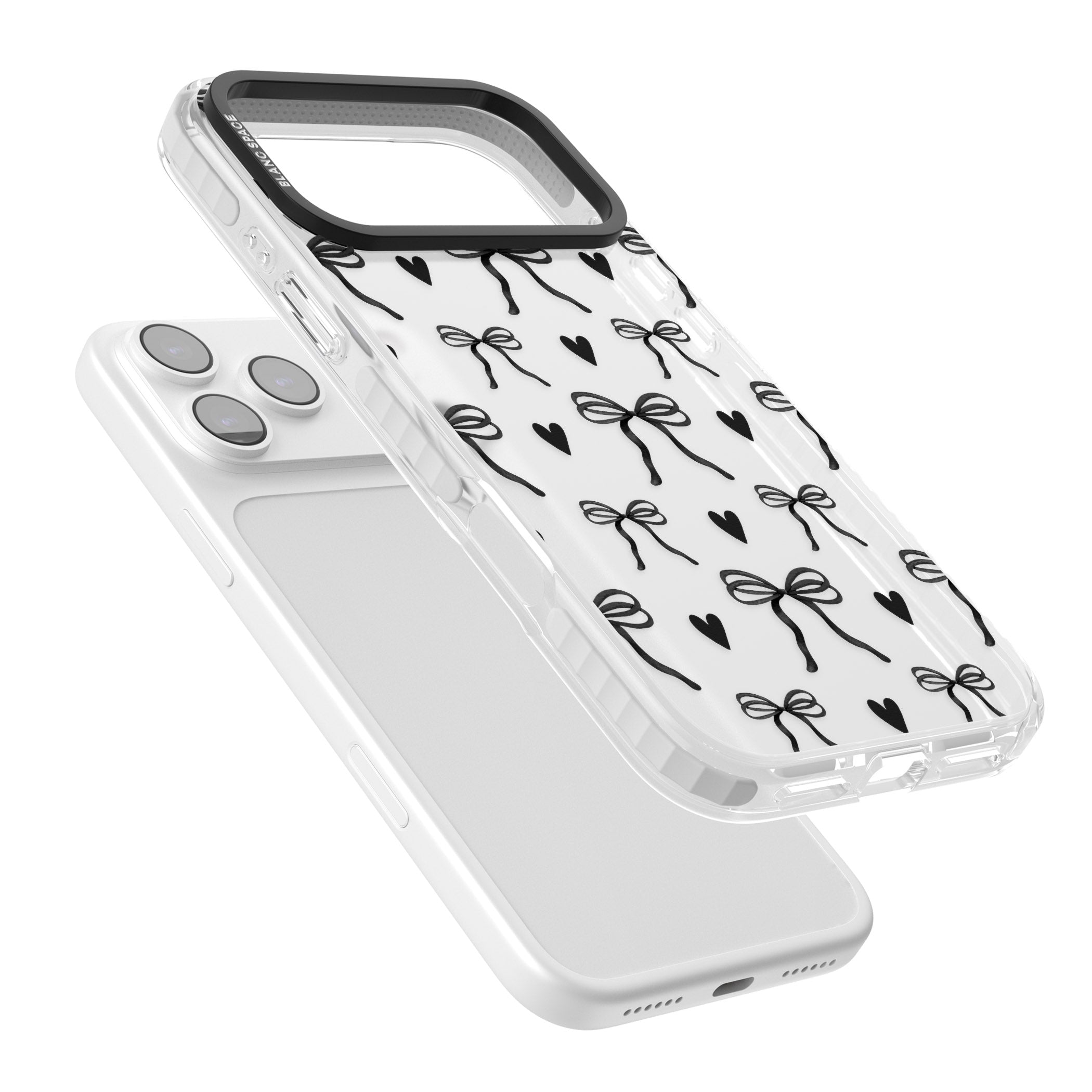 Black Bows & Hearts iPhone 17 Pro Max Impact Clear Phone Case Colours