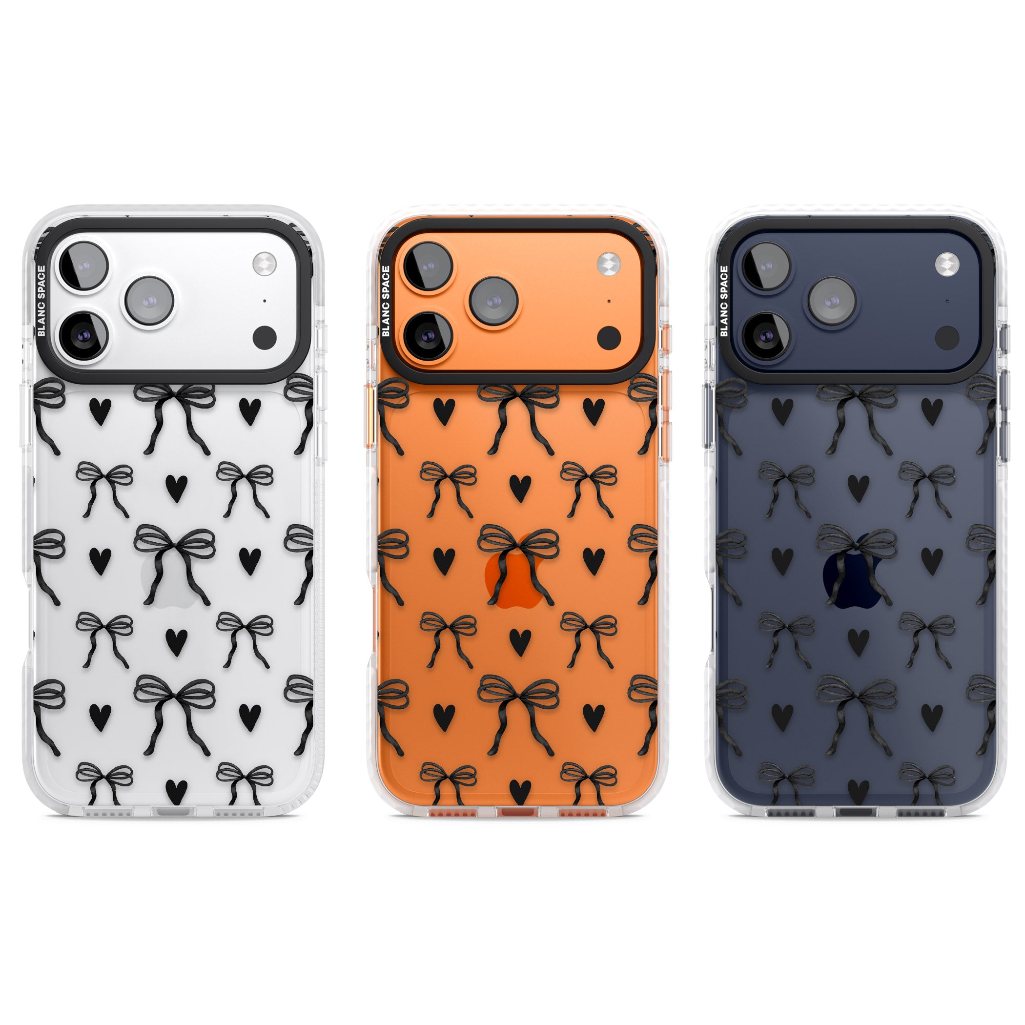 Black Bows & Hearts iPhone 17 Pro Impact Clear Phone Case APT Impact Protection