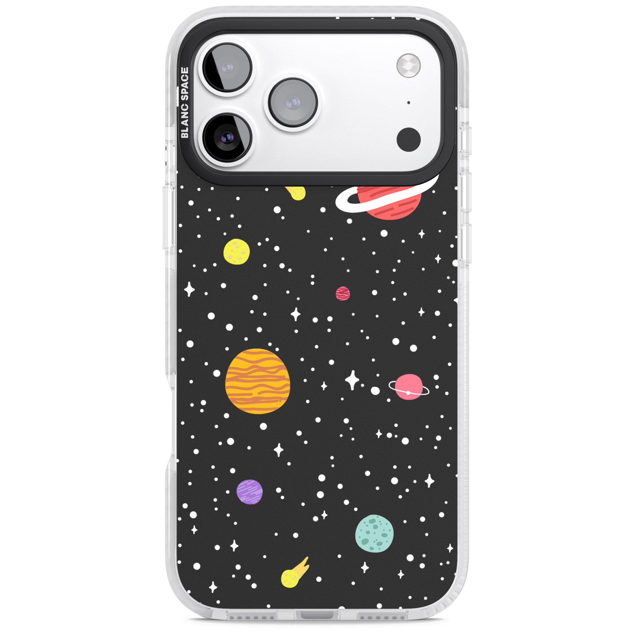 Cute Cartoon Planets iPhone 17 Pro Max Impact Clear Phone Case