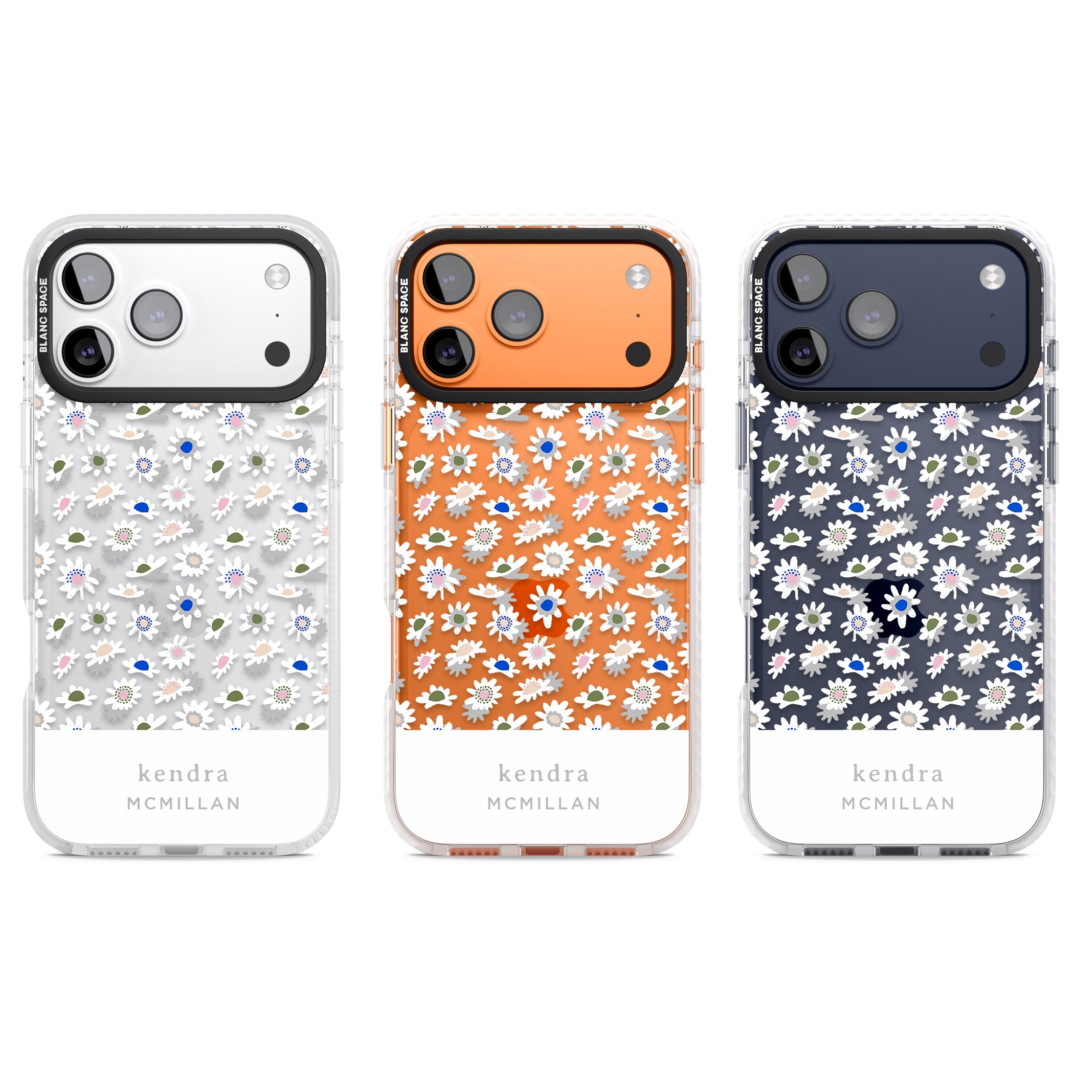 Personalised Grey & White Daisies iPhone 17 Pro Impact Clear Phone Case APT Impact Protection