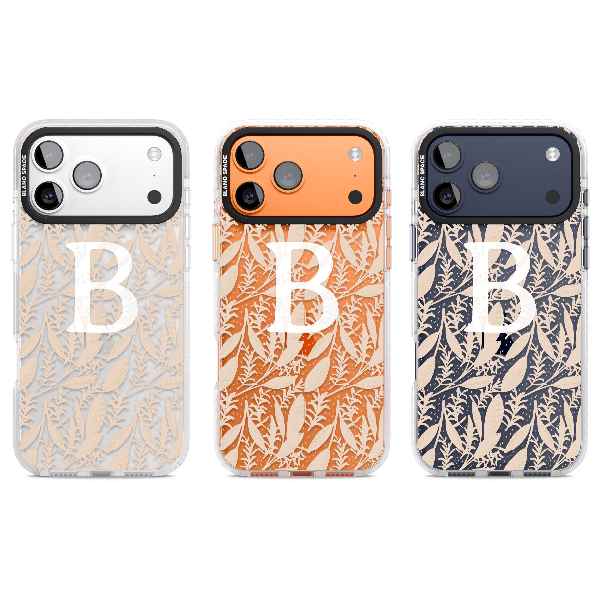Personalised Monogram Subtle Abstract Floral iPhone 17 Pro Impact Clear Phone Case APT Impact Protection