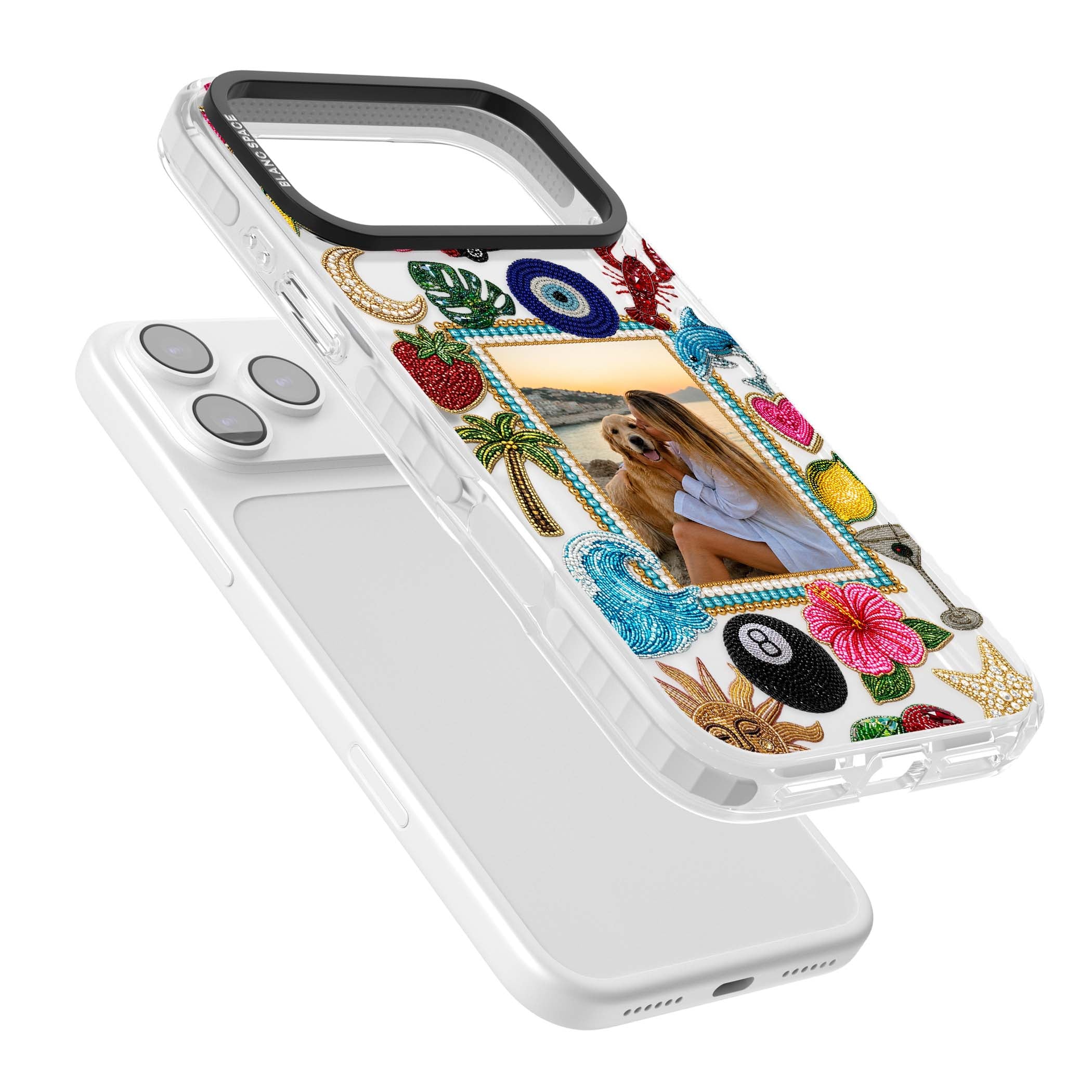 Beaded Photo coastal iPhone case | Black Impact case for iPhone 17 Pro, iPhone 17 Pro Max