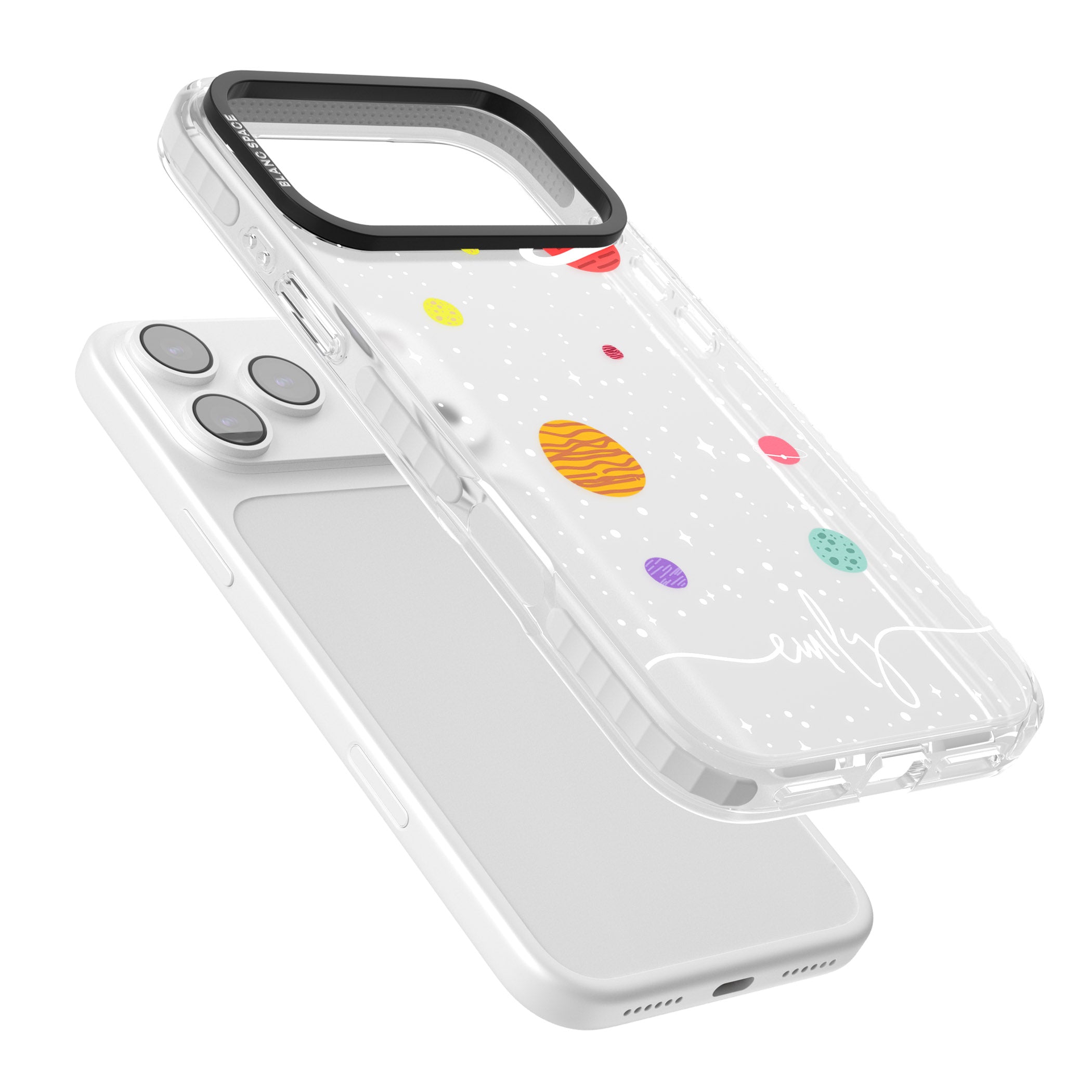 Personalised Cute Cartoon Planet (Clear) iPhone 17 Pro Impact Clear Phone Case Colours