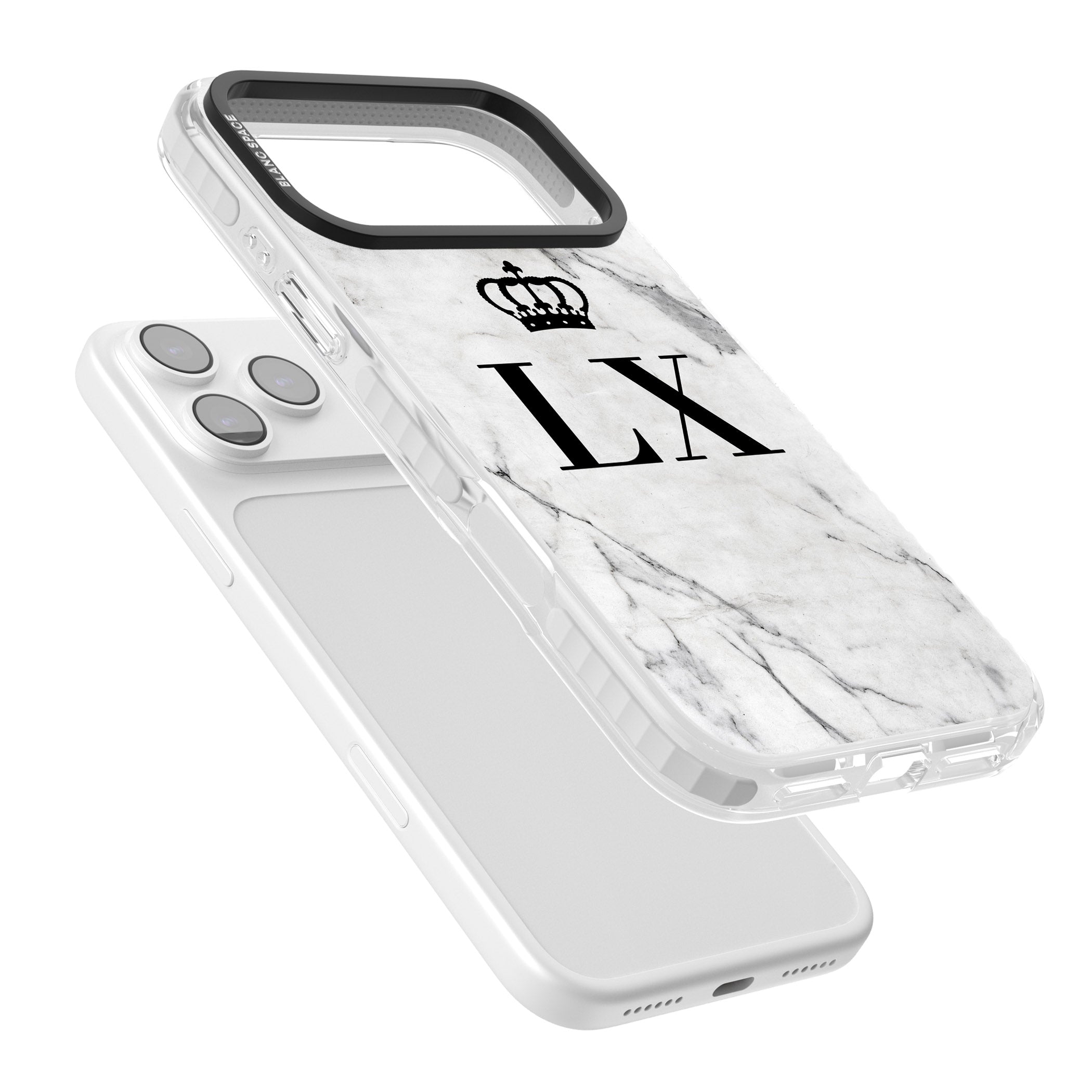 Personalised Initial Crown Marble iPhone 17 Pro Impact Clear Phone Case Colours