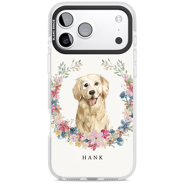 Personalised Golden Retriever Floral Portrait