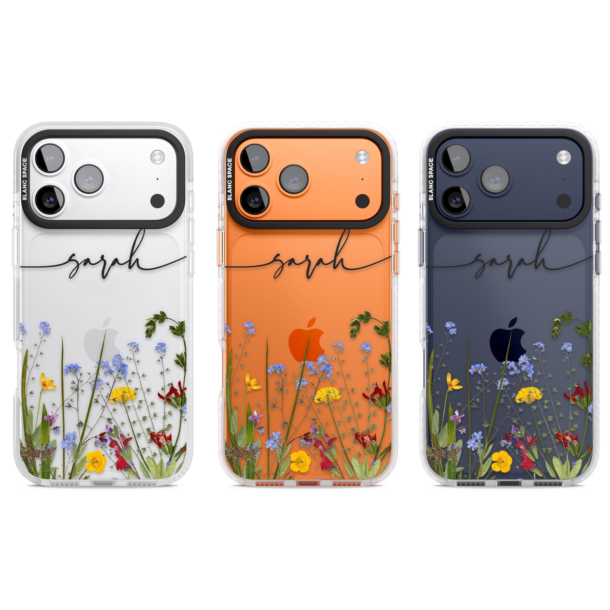 Personalised Wildflower Floral iPhone 17 Pro Impact Clear Phone Case APT Impact Protection
