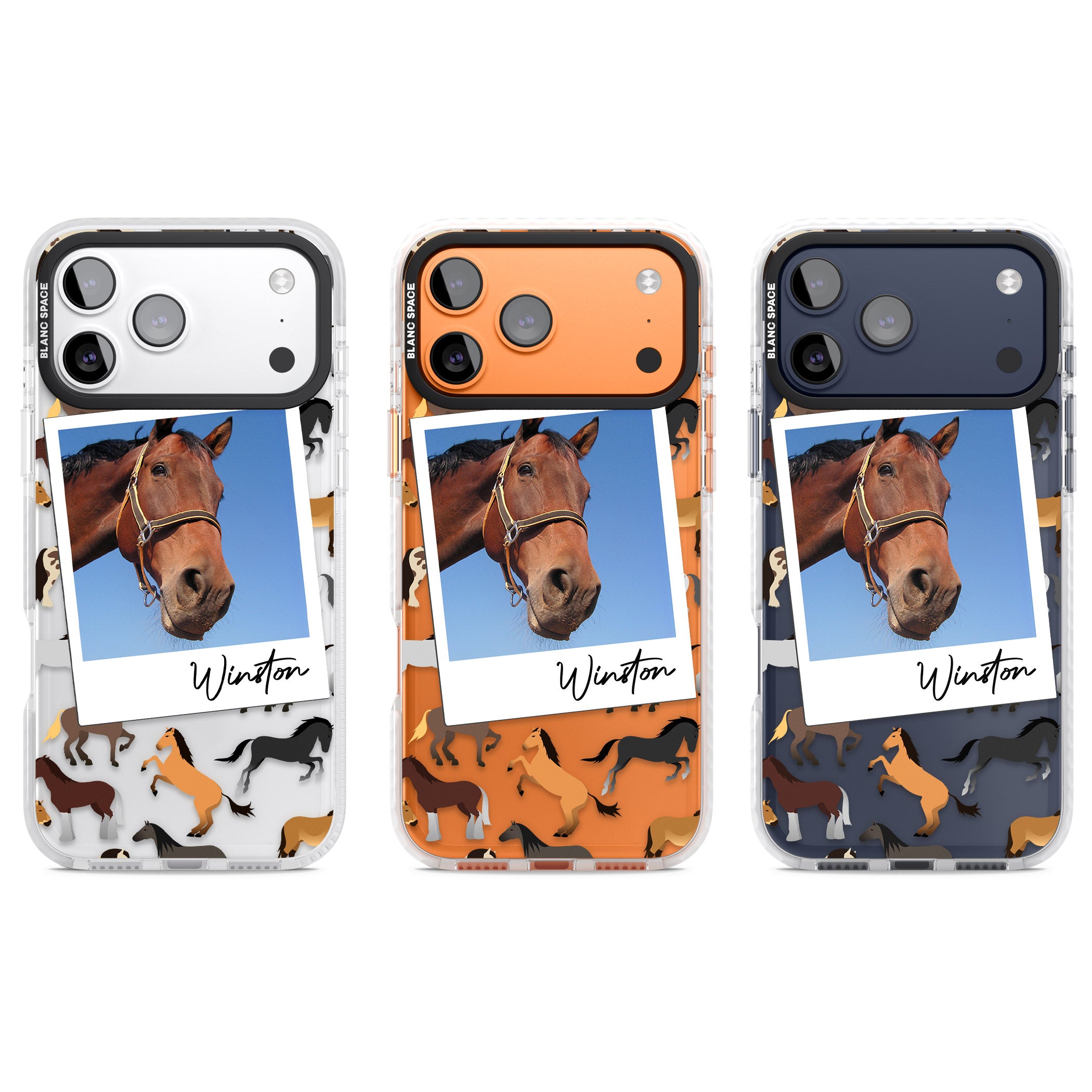 Personalised Horse Polaroid iPhone 17 Pro Impact Clear Phone Case APT Impact Protection