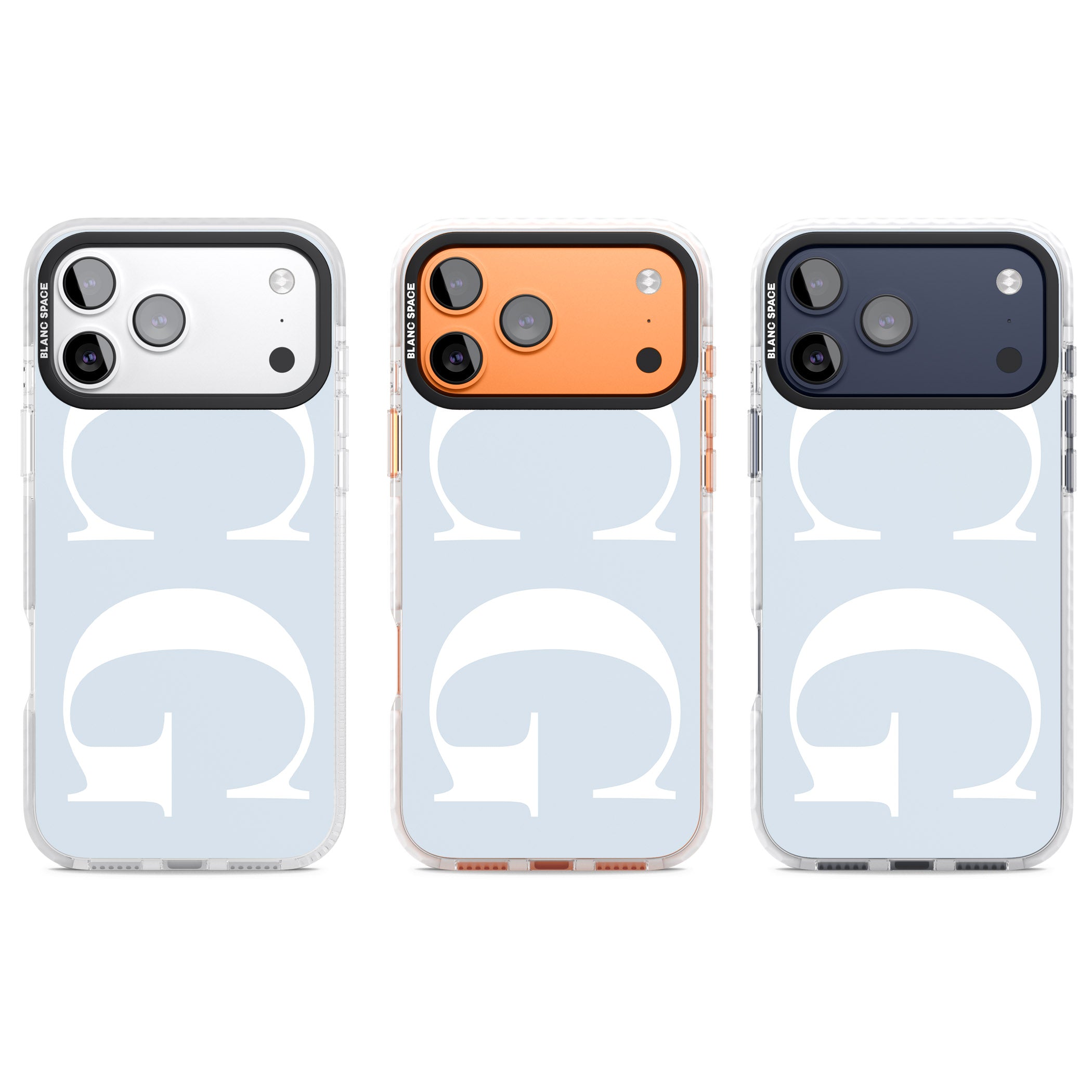 Personalised White & Blue Green Letters iPhone 17 Pro Impact Clear Phone Case APT Impact Protection