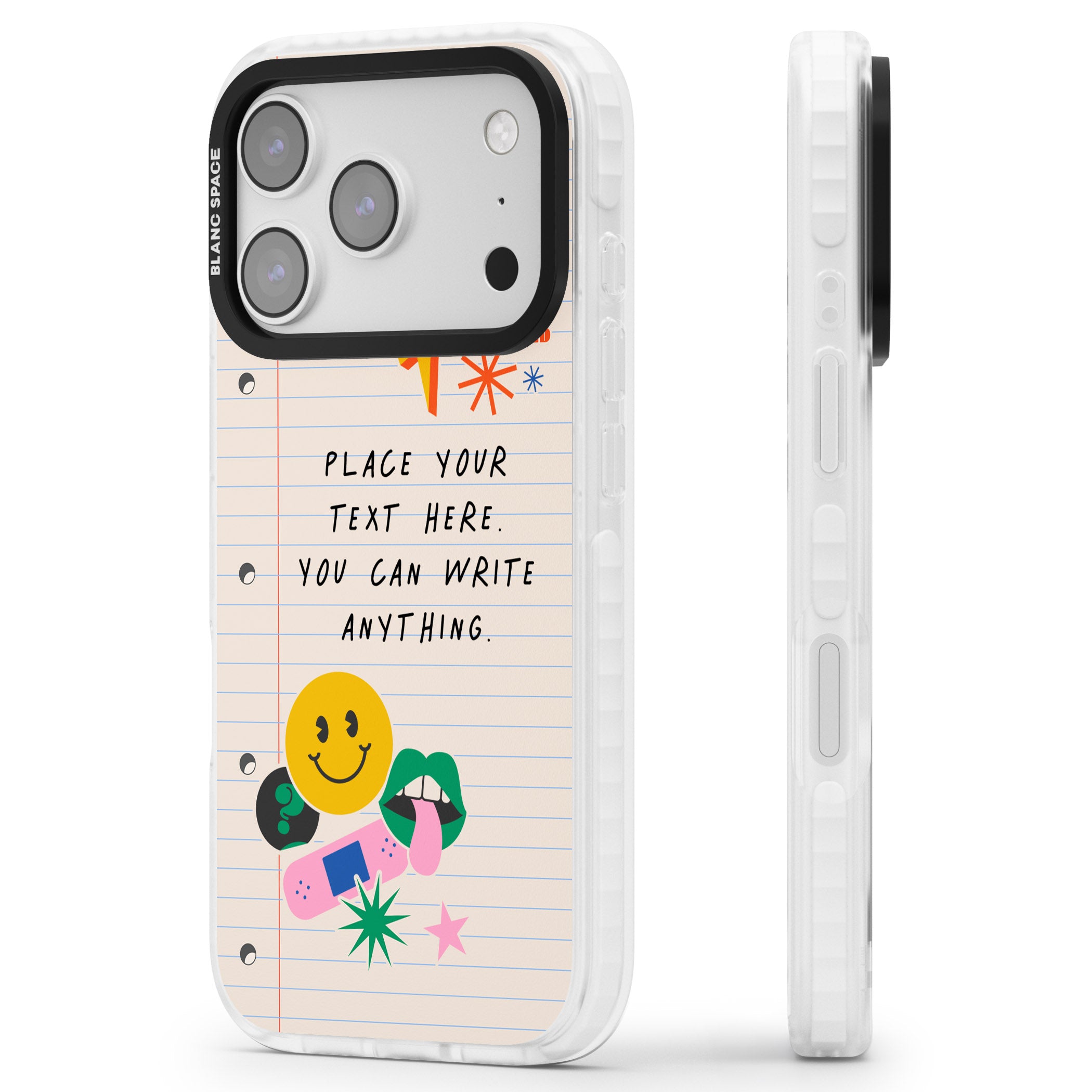 Personalised Retro Rainbow Fun iPhone 17 Pro Impact Clear Phone Case Side Profile